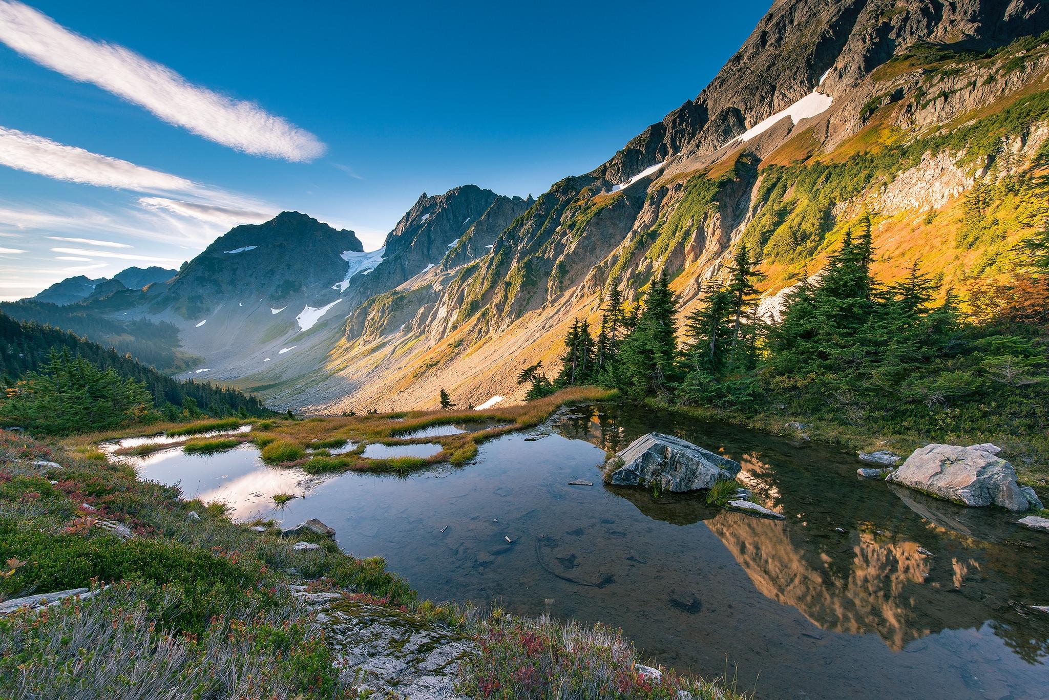 桌面上的壁纸北部瀑布国家公园 湖 山区