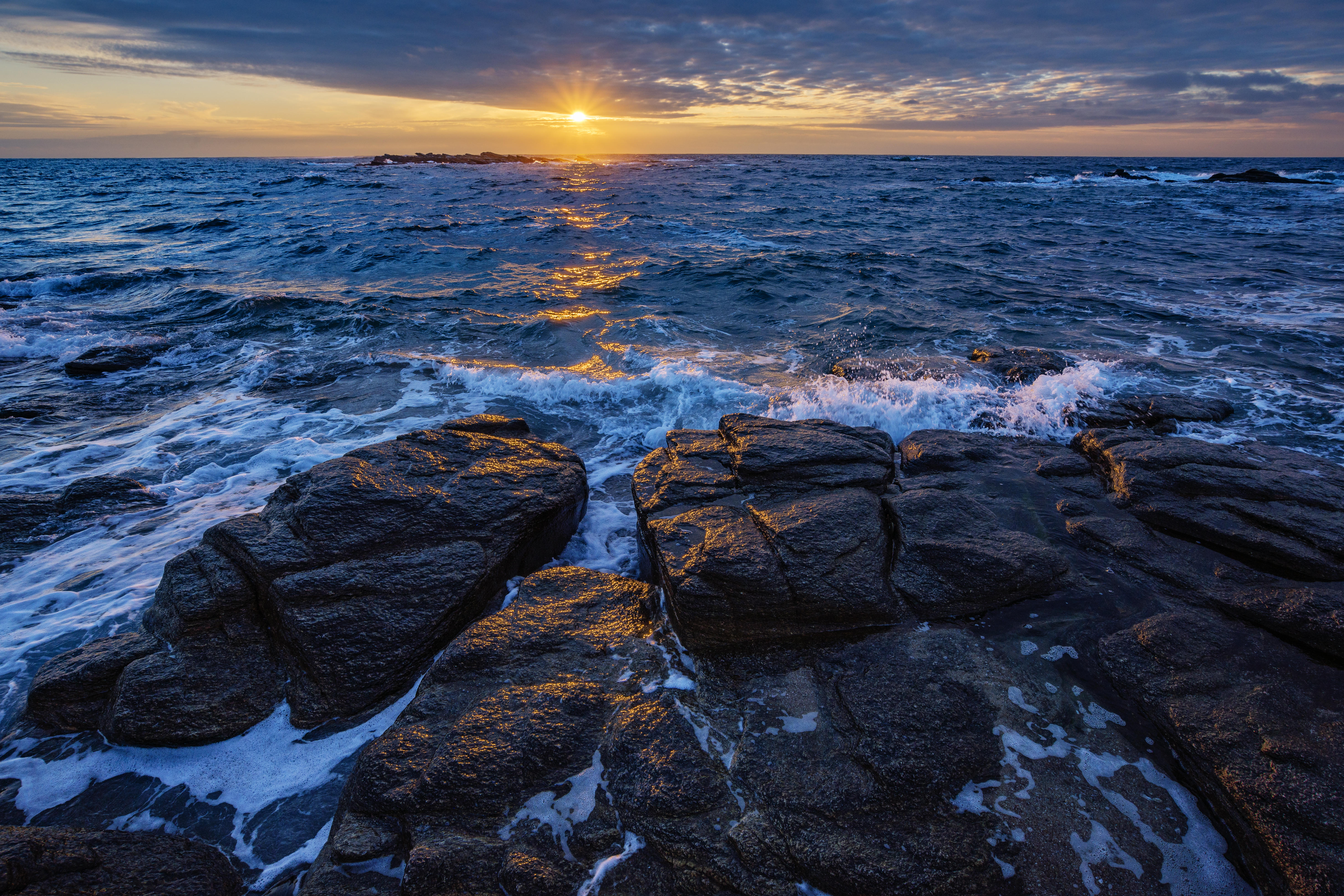 免费照片美丽的壁纸海，岩石