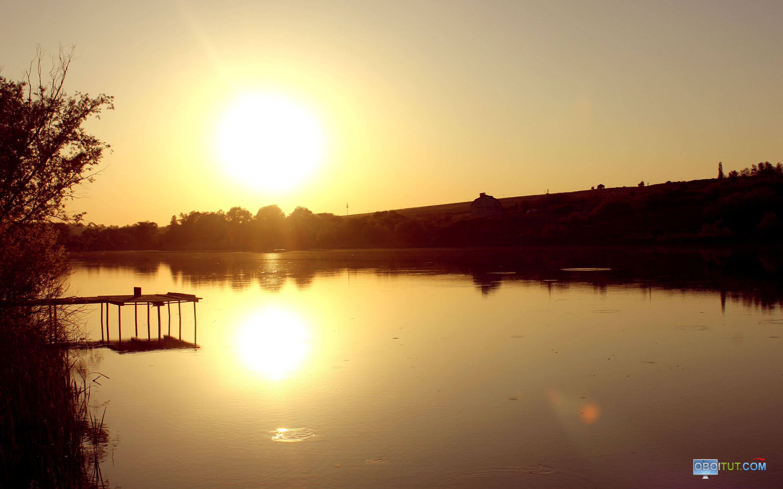 Wallpapers lake circles sun on the desktop