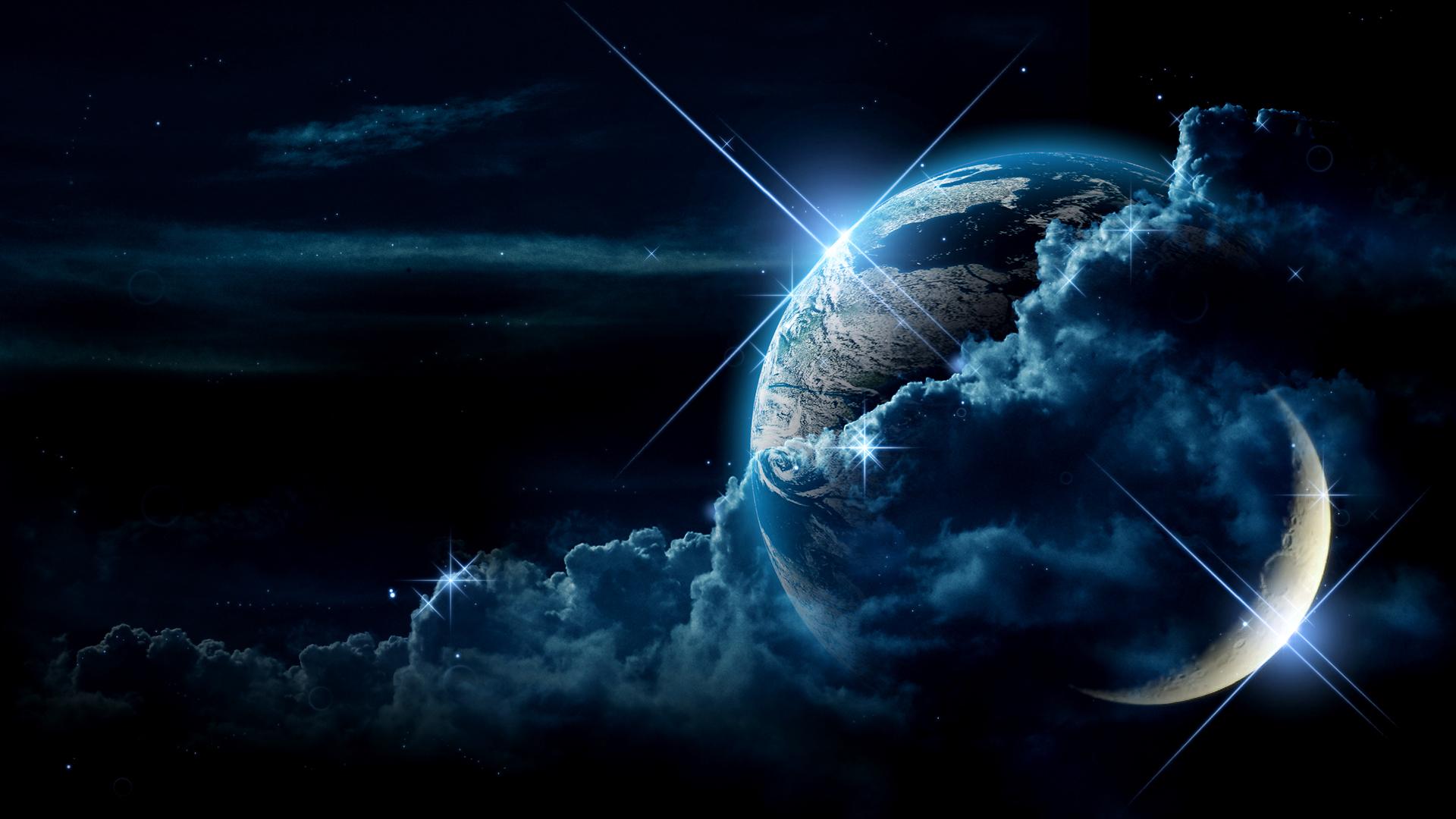 Wallpapers earth moon satellite on the desktop