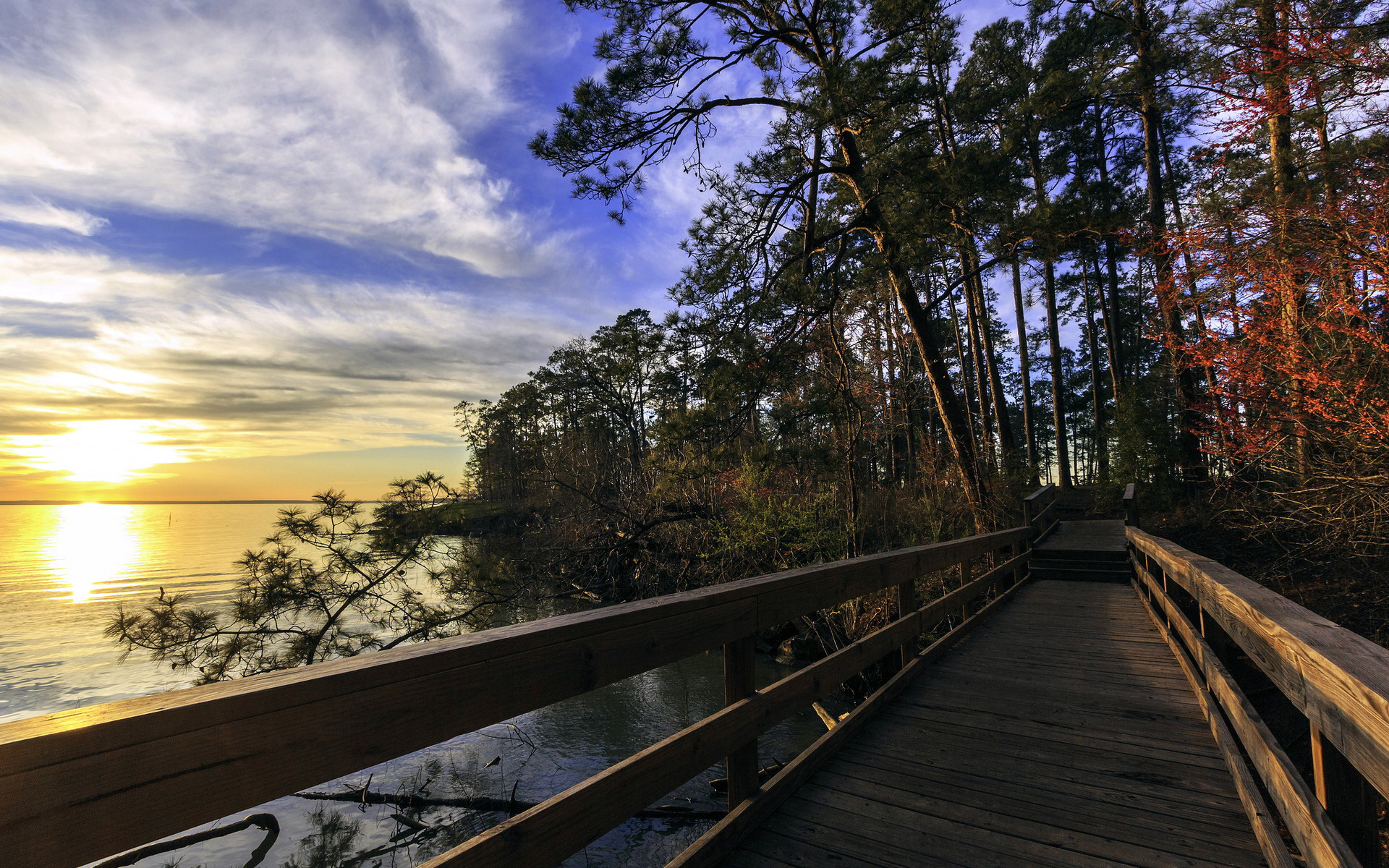 Wallpapers bridge wood country on the desktop