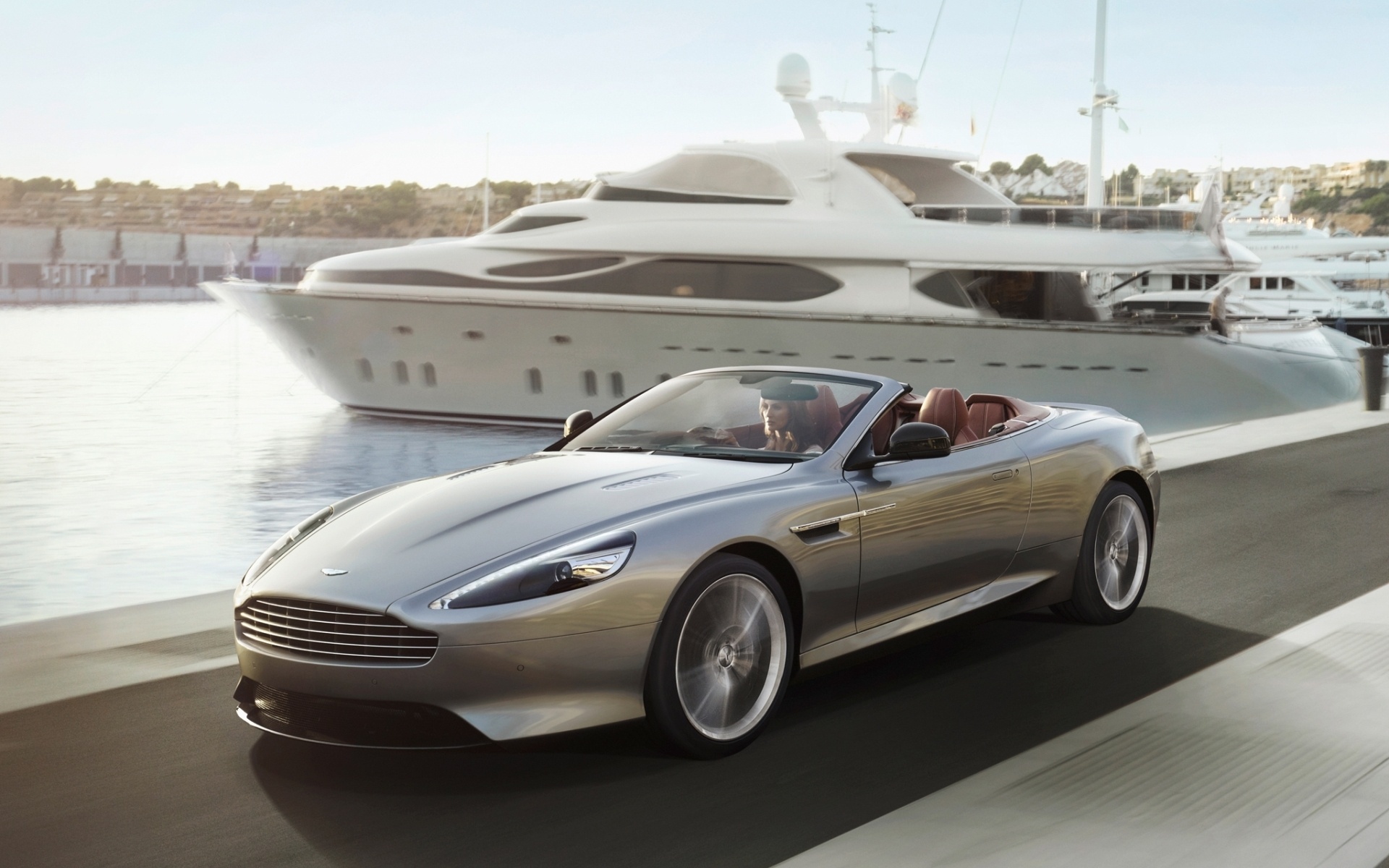 Wallpapers aston martin silver cabriolet on the desktop