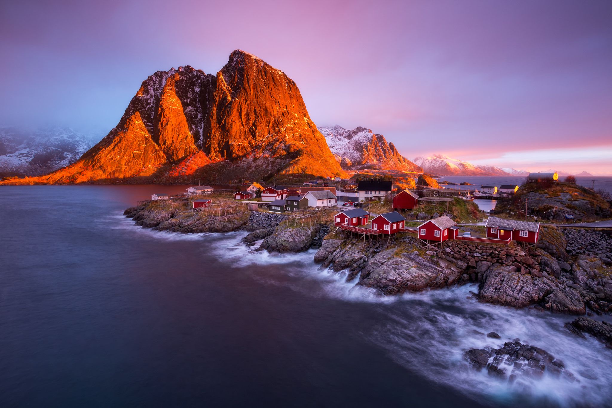 Wallpapers Reine Norway red houses on the desktop