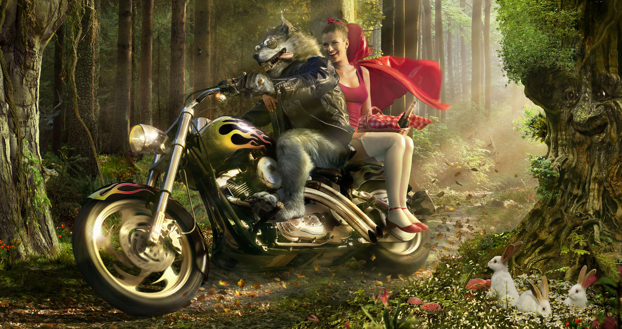 小红帽和骑摩托车的狼