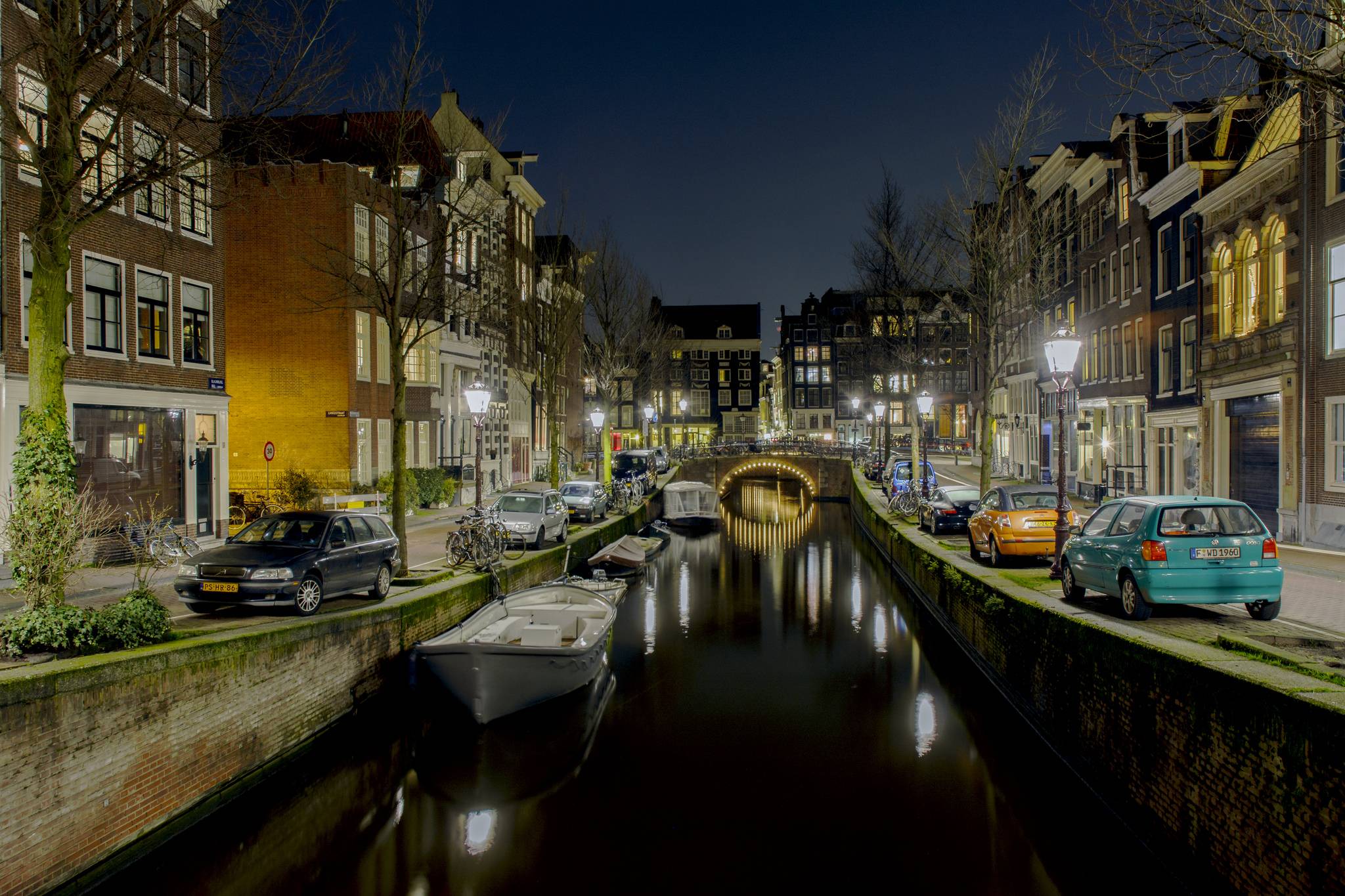 Wallpapers Amsterdam night city street on the desktop