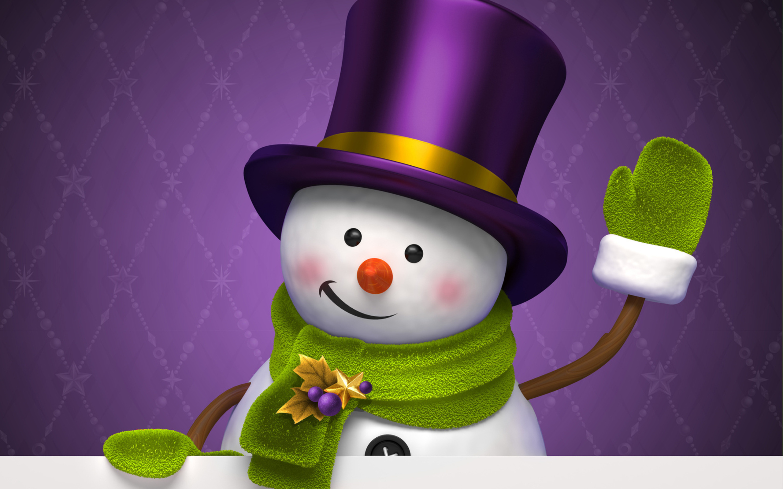 Wallpapers snowman cylinder mitten on the desktop