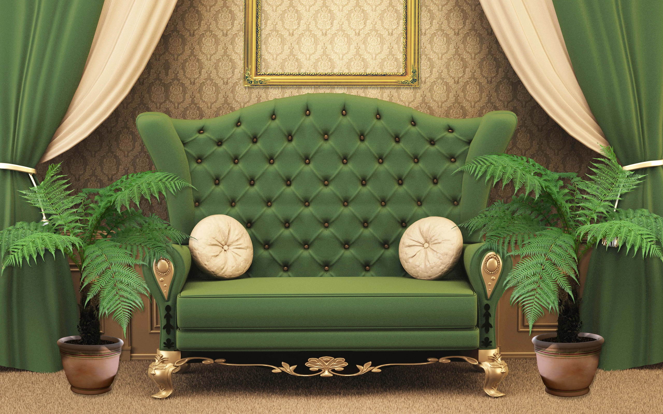 Wallpapers sofa room green on the desktop