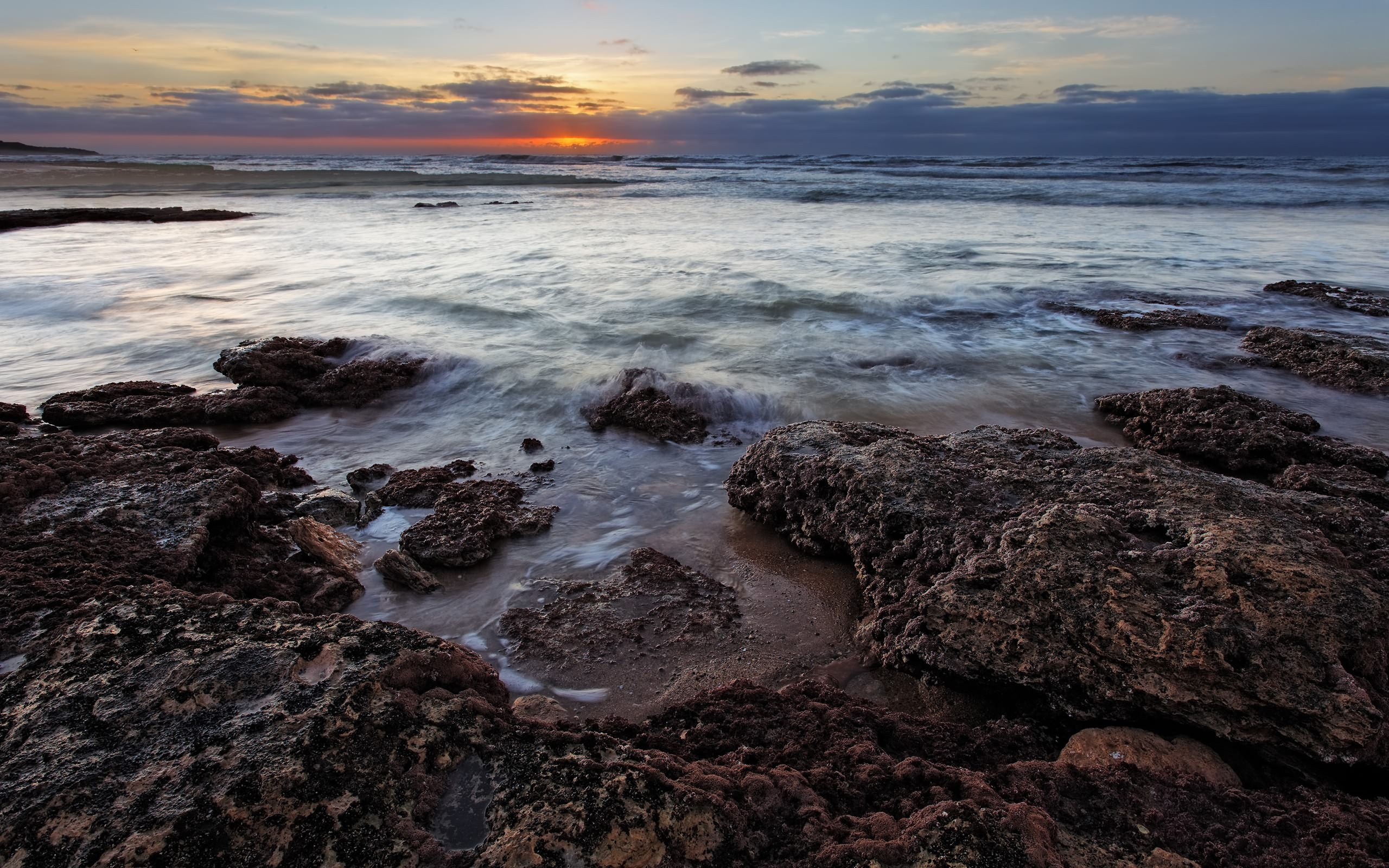 Wallpapers waves clouds stones on the desktop