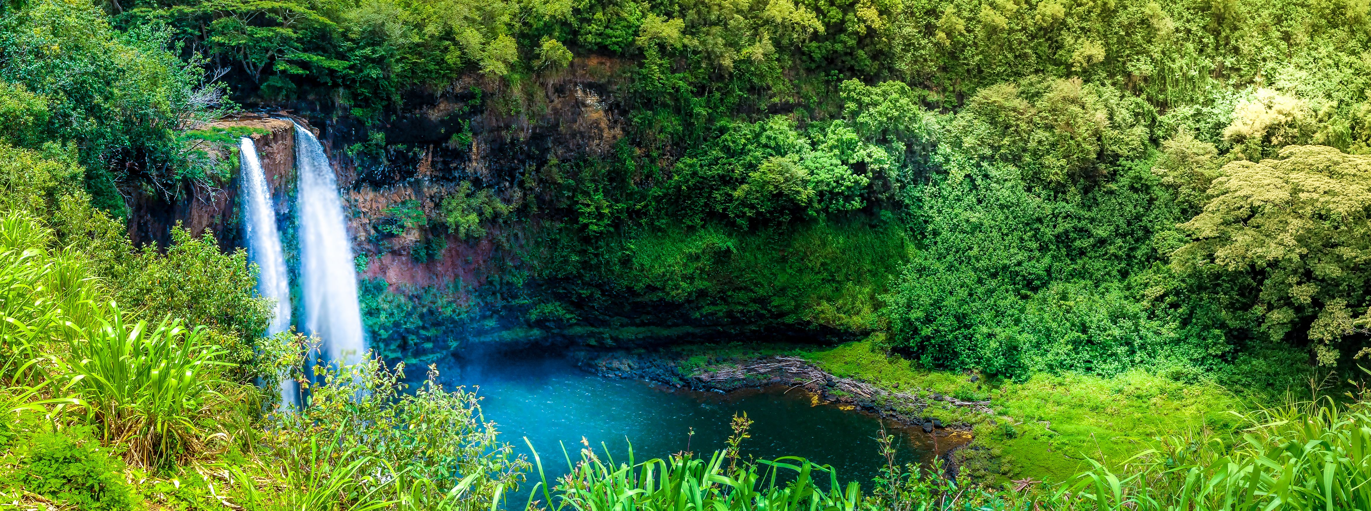 桌面上的壁纸河流 全景图 夏威夷