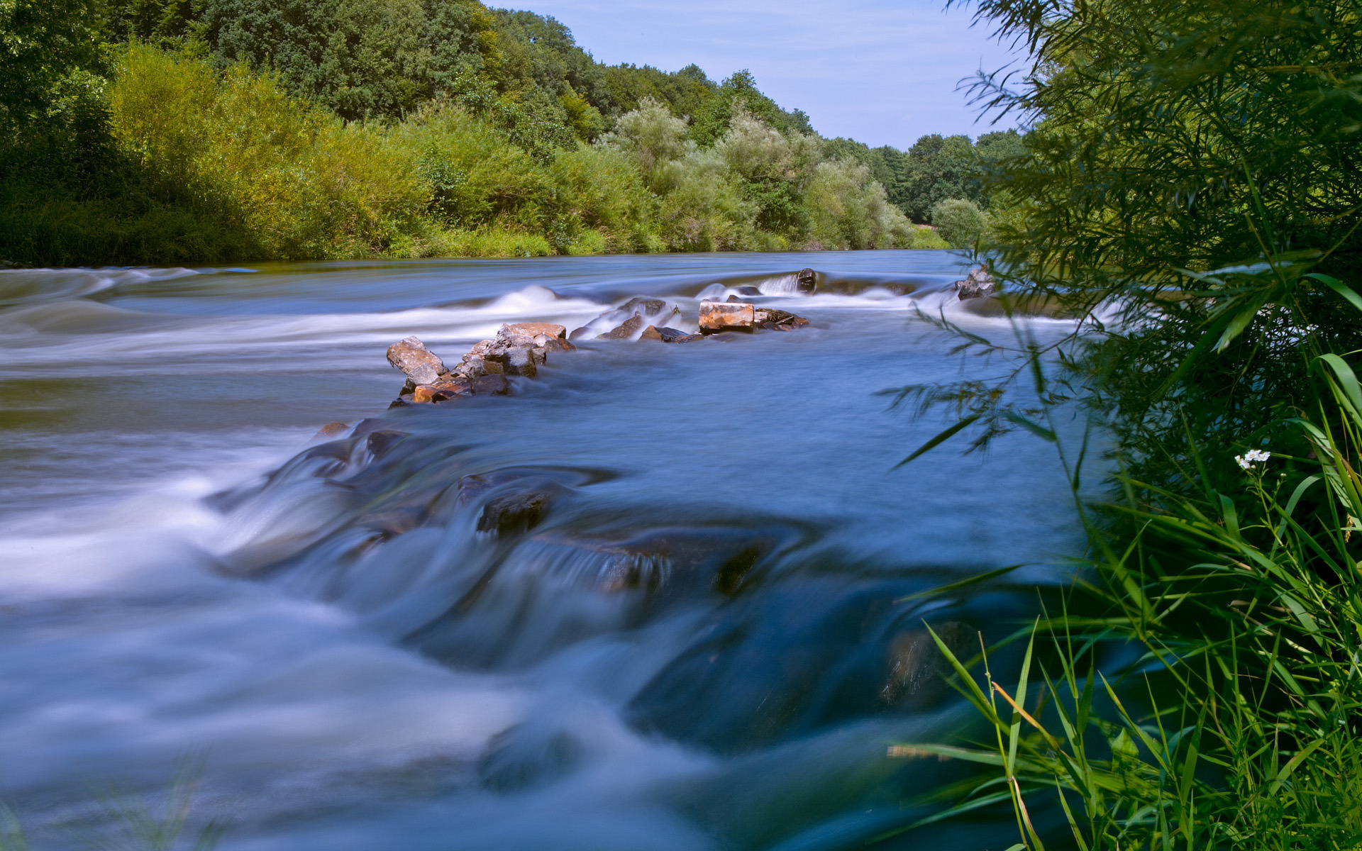 Wallpapers stones river threshold on the desktop