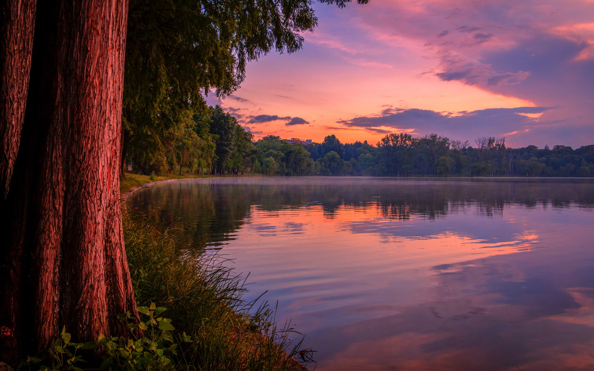 Wallpapers round lake evening on the desktop