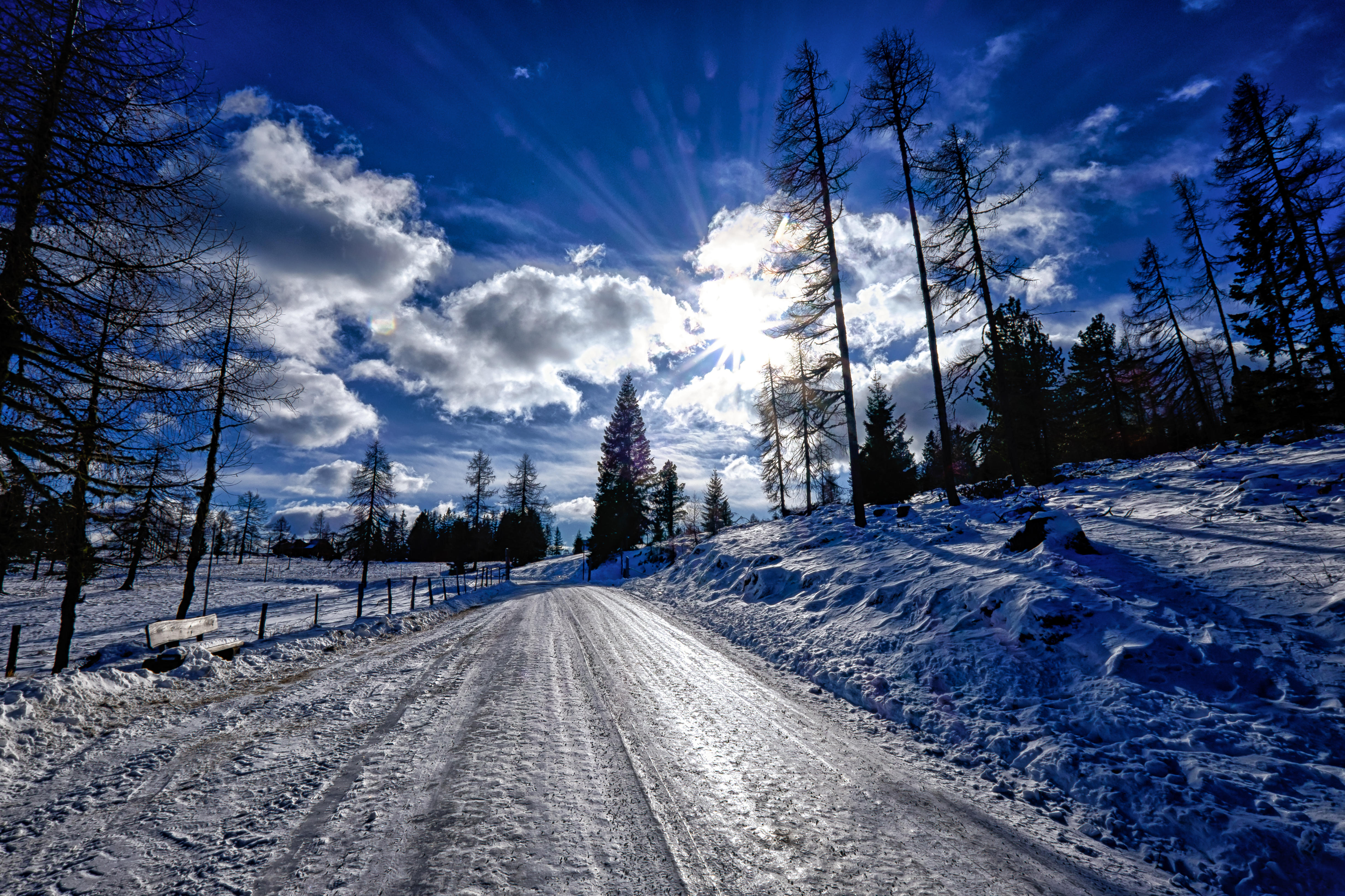 Wallpapers road sky snow on the desktop