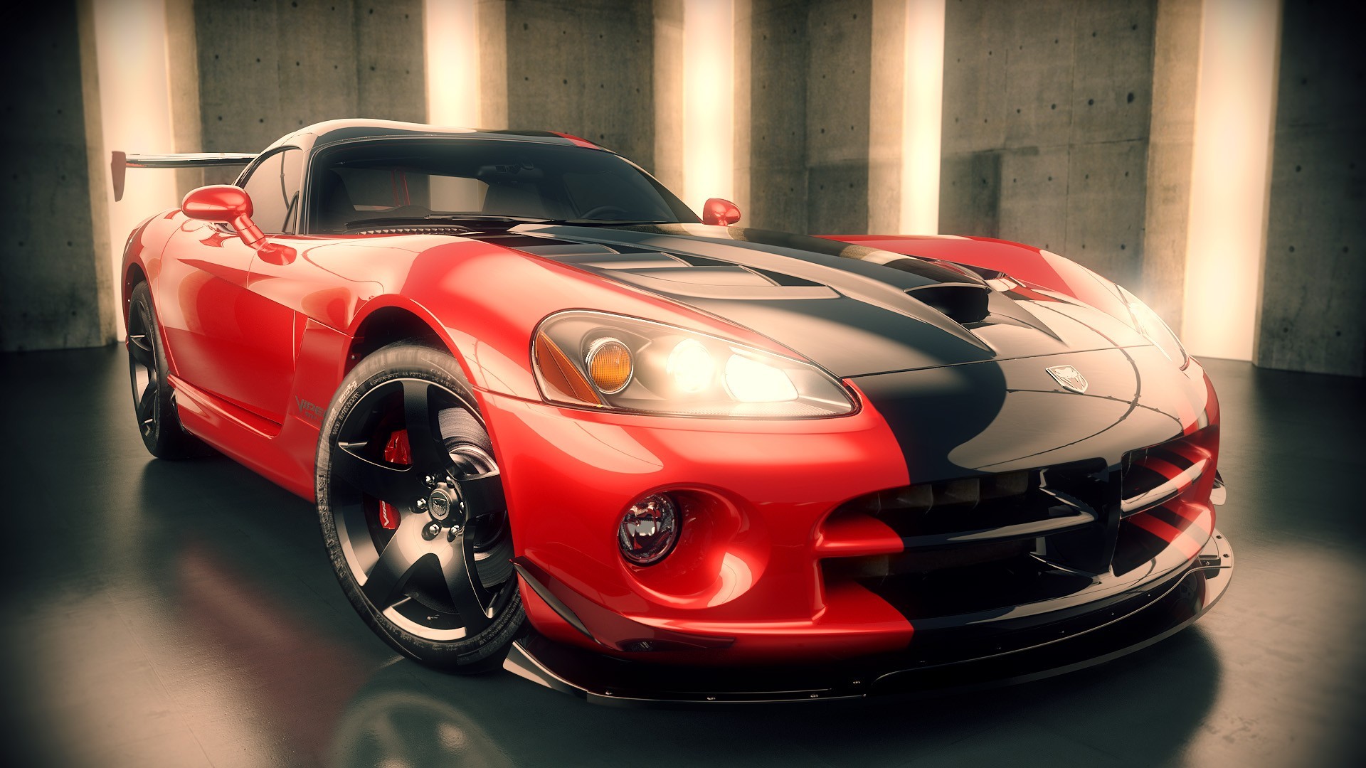 Обои dodge viper красный длинный на рабочий стол