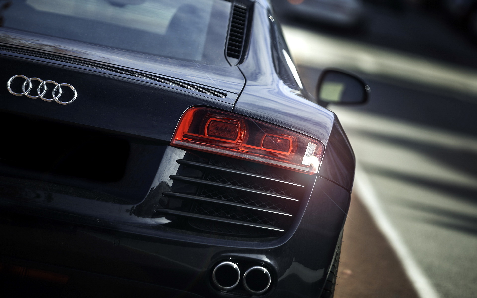 Wallpapers audi headlights badge on the desktop