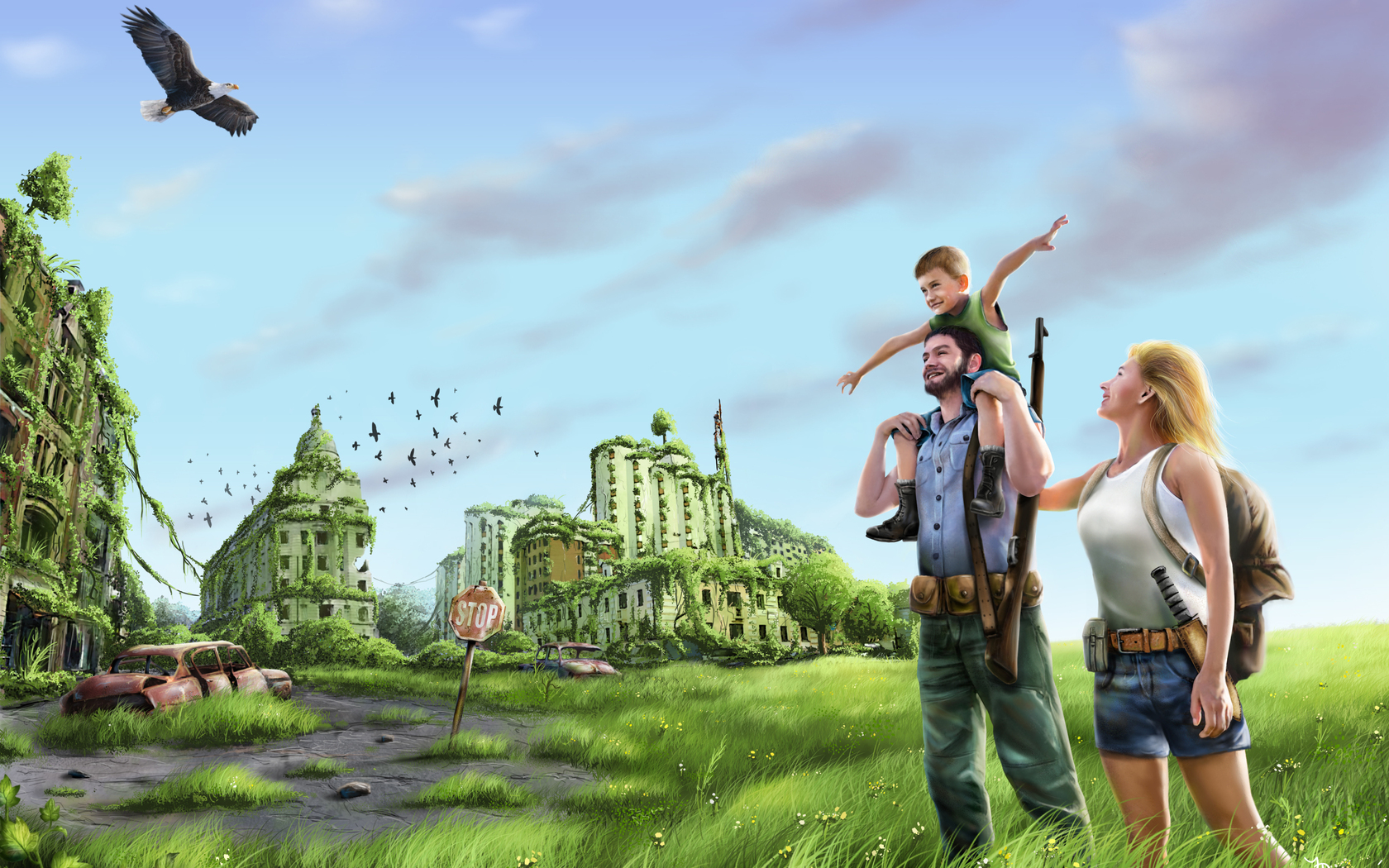 桌面上的壁纸家庭 自然 草地