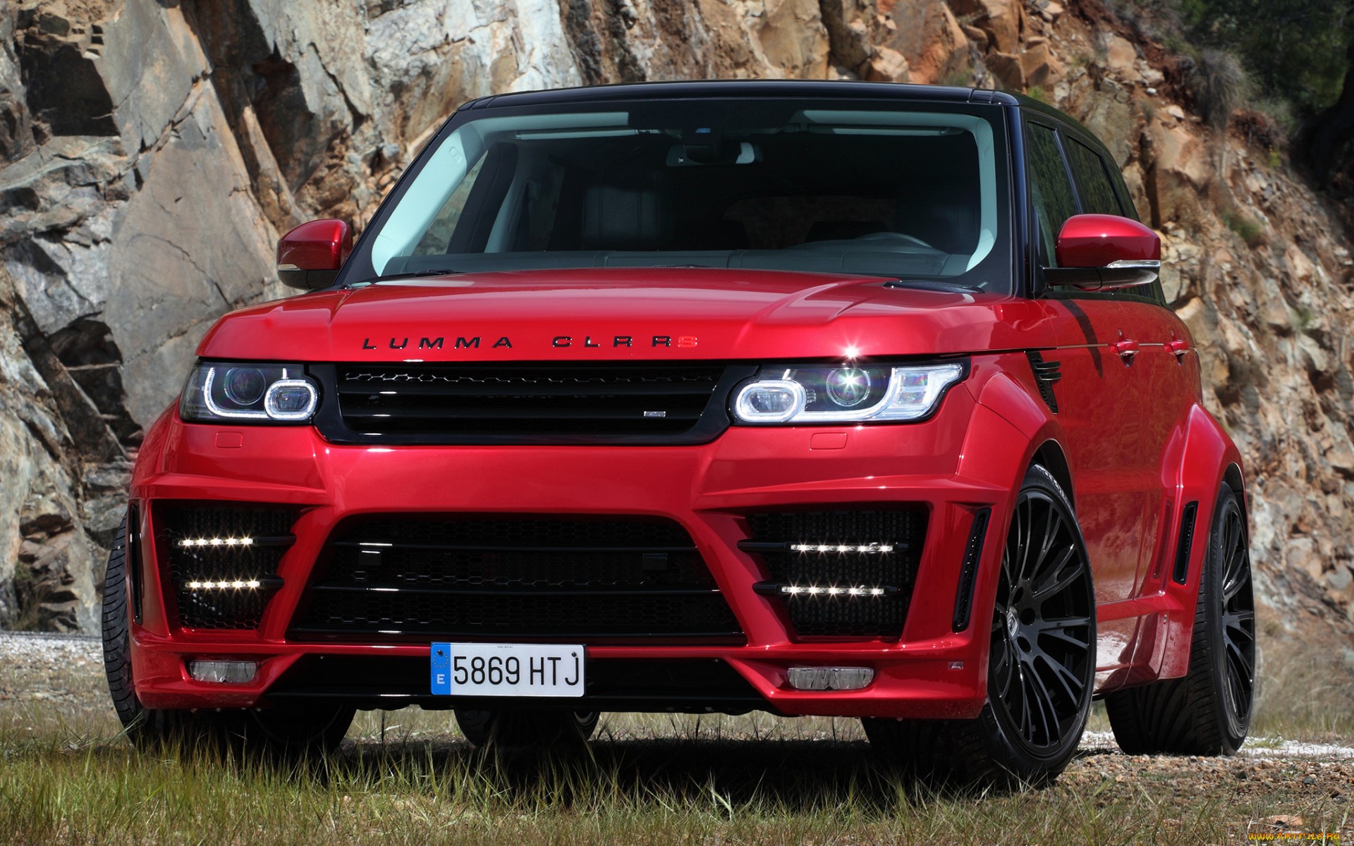 Обои range rover красный горы на рабочий стол