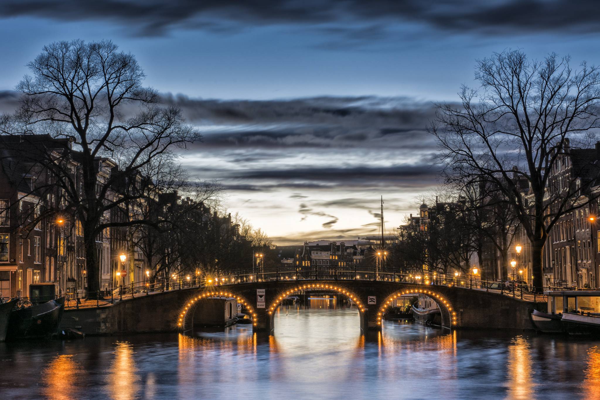 Wallpapers city sunset the capital and the largest city of the Netherlands on the desktop