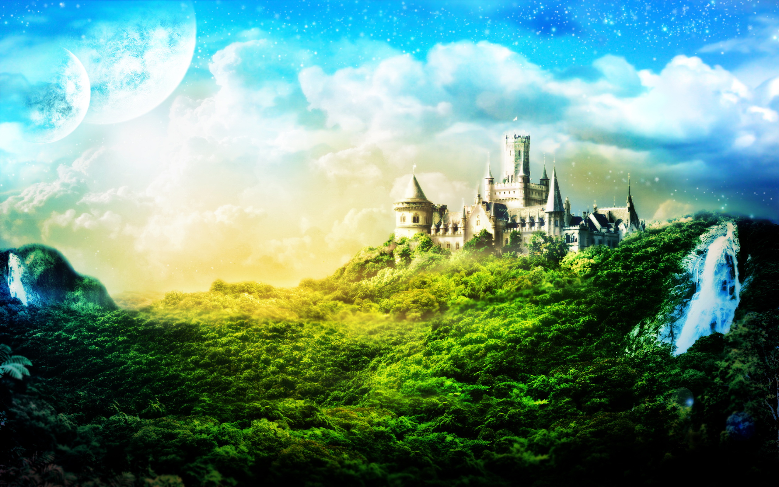 Wallpapers castle house moon on the desktop