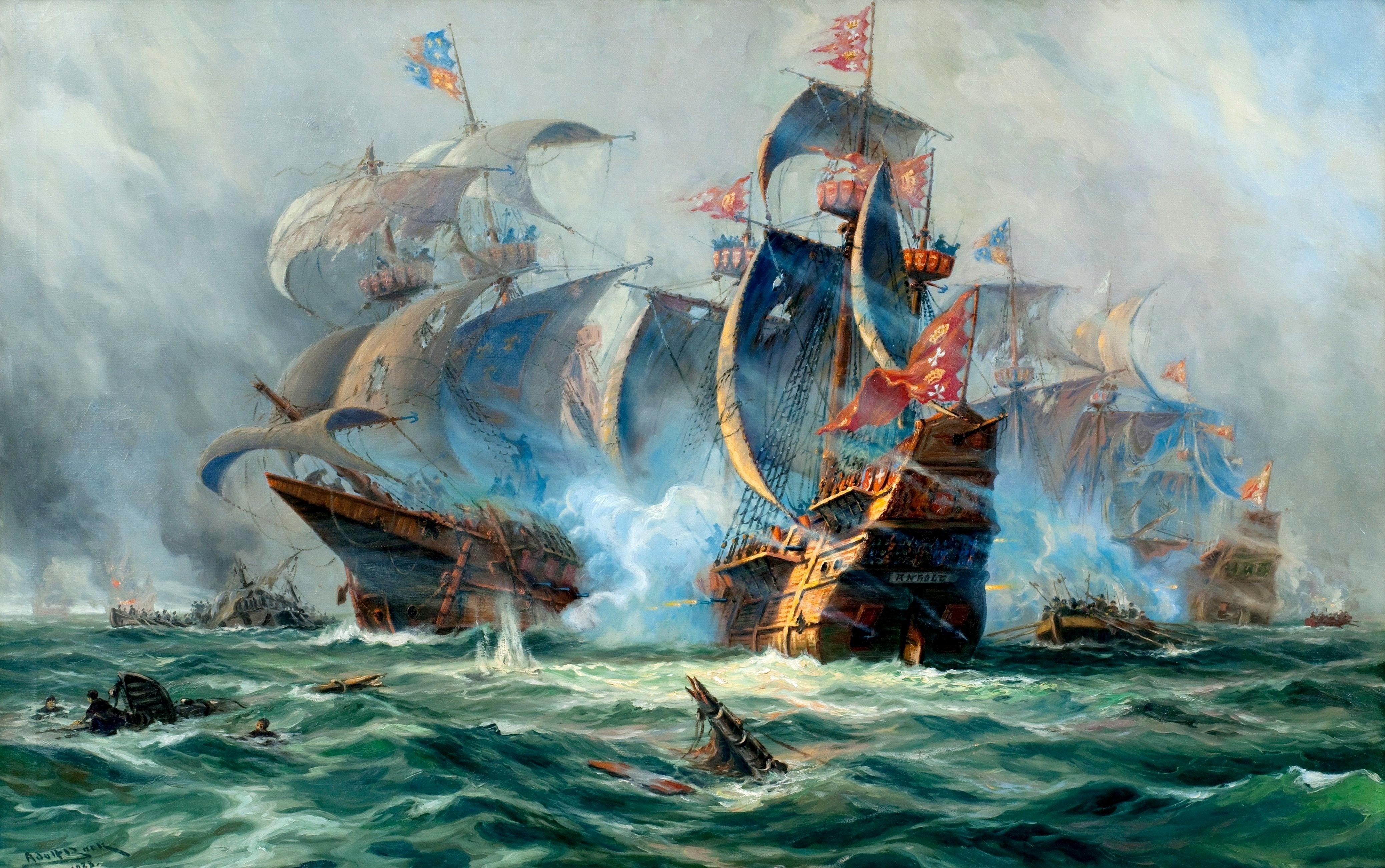 Wallpapers sea battle sailing ships ships on the desktop