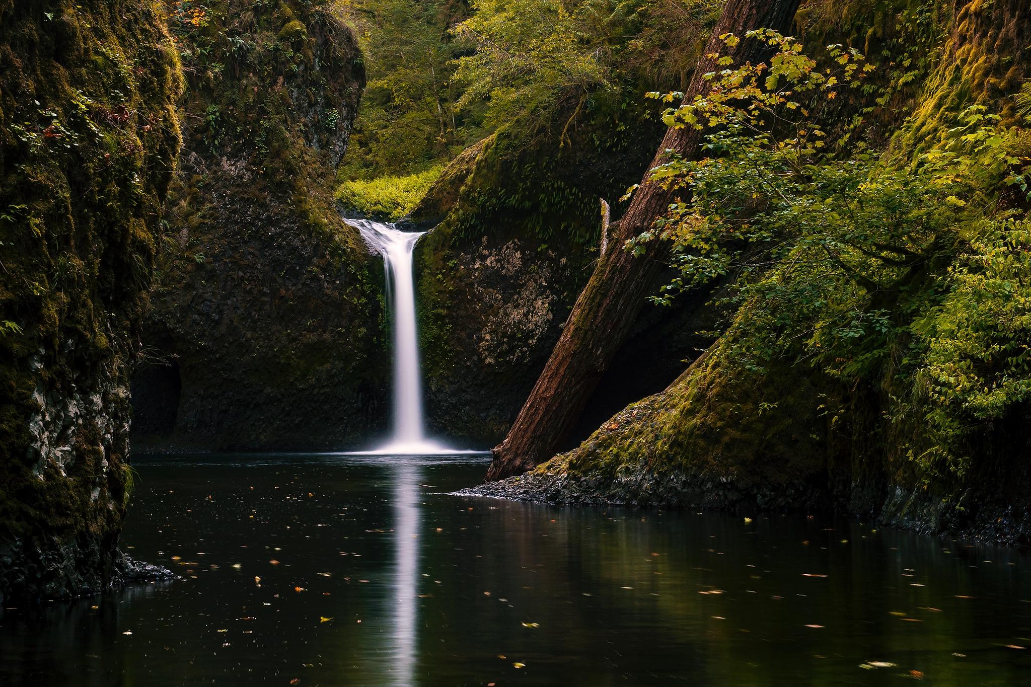 Обои Upper Punchbowl Falls Columbia RIver Gorge водопад на рабочий стол