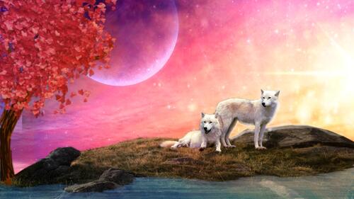 Обои волки 3d art на рабочий стол