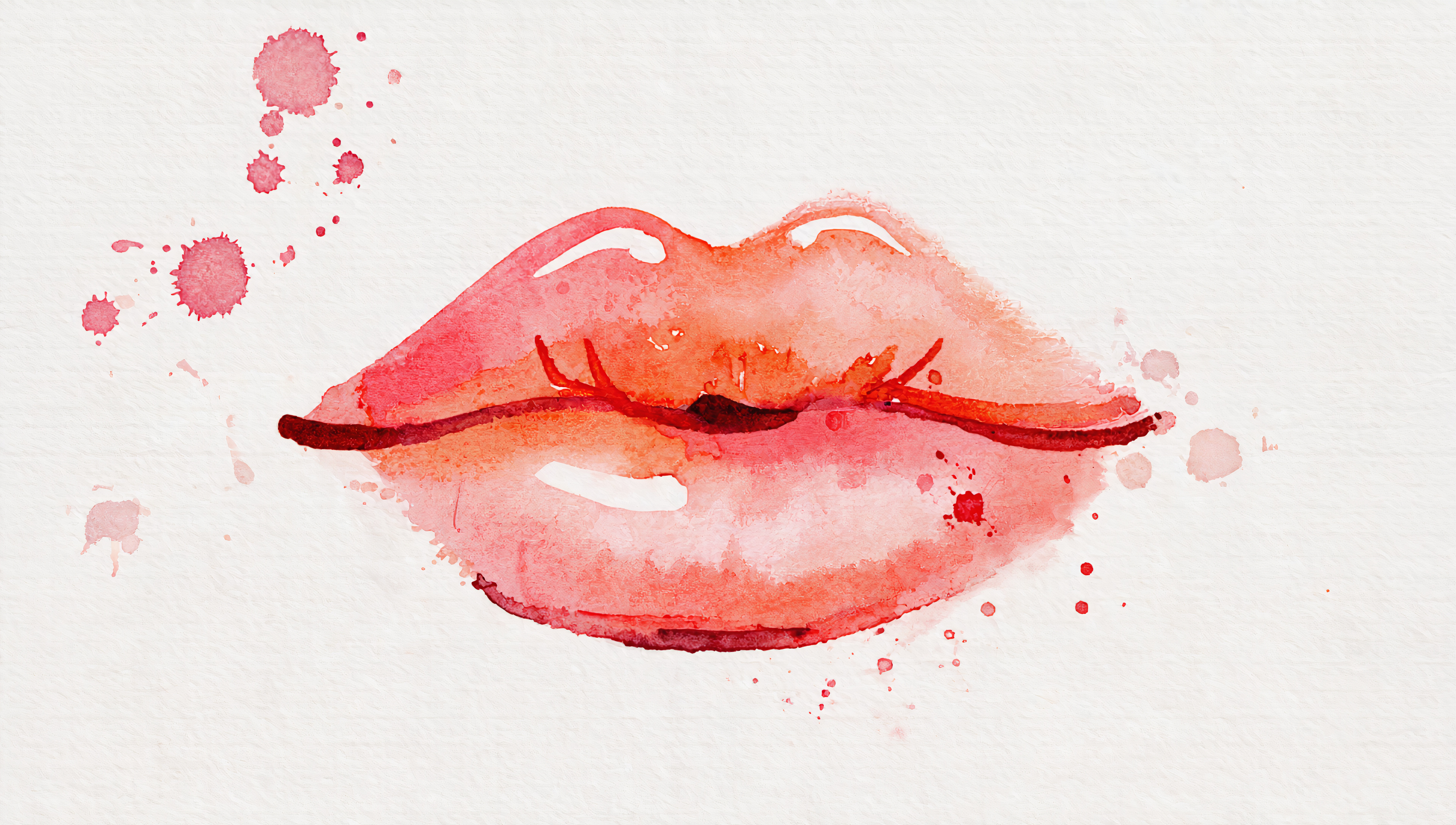 免费照片一幅抽象画，展现了肉色背景上的粉色嘴唇