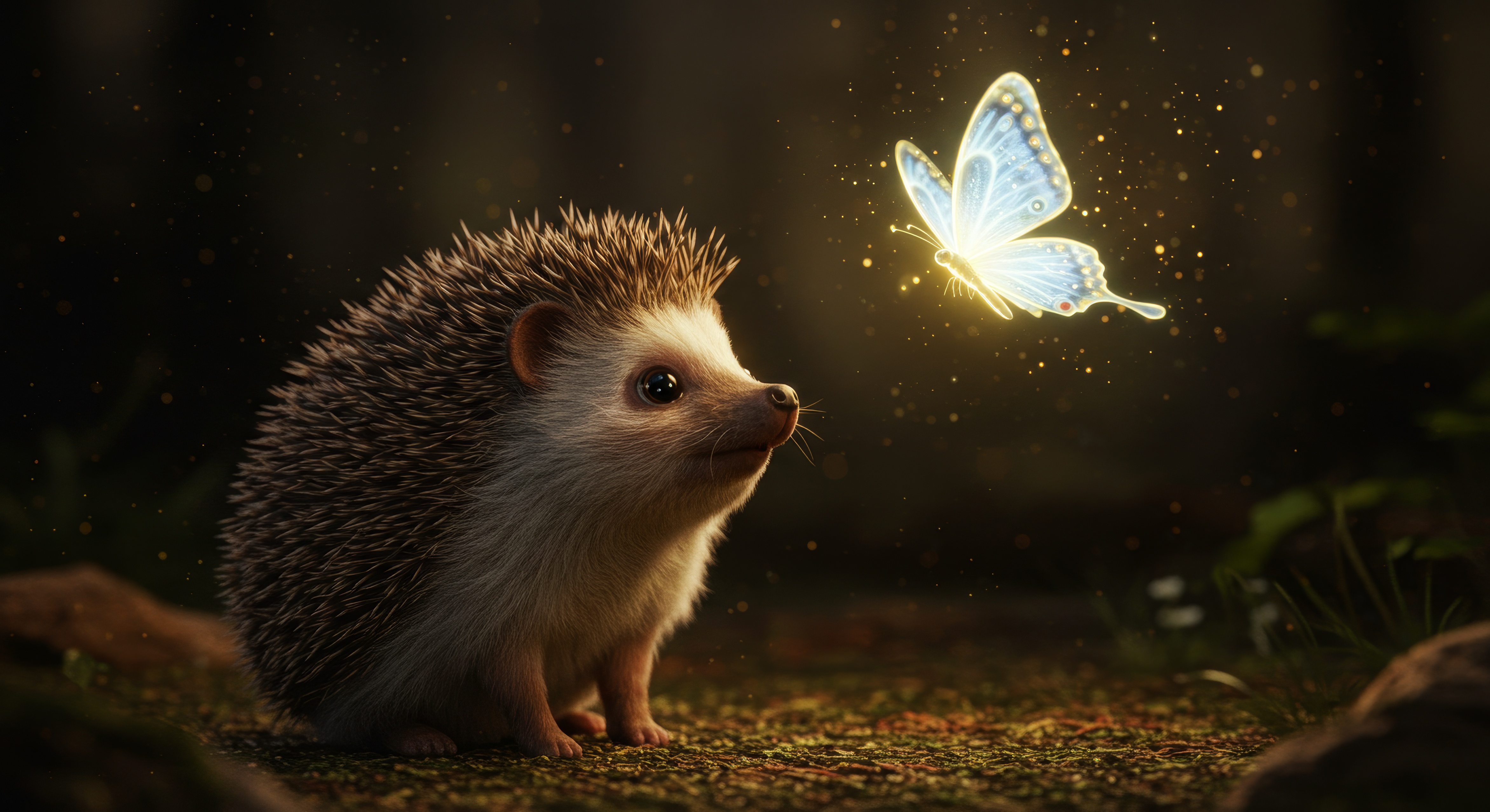 Бесплатное фото Ежик с бабочкой на голове