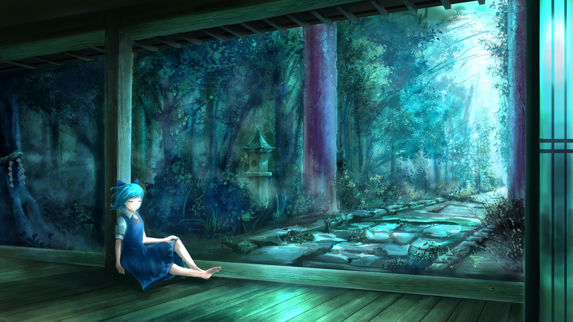 Обои обои cirno touhou храм на рабочий стол