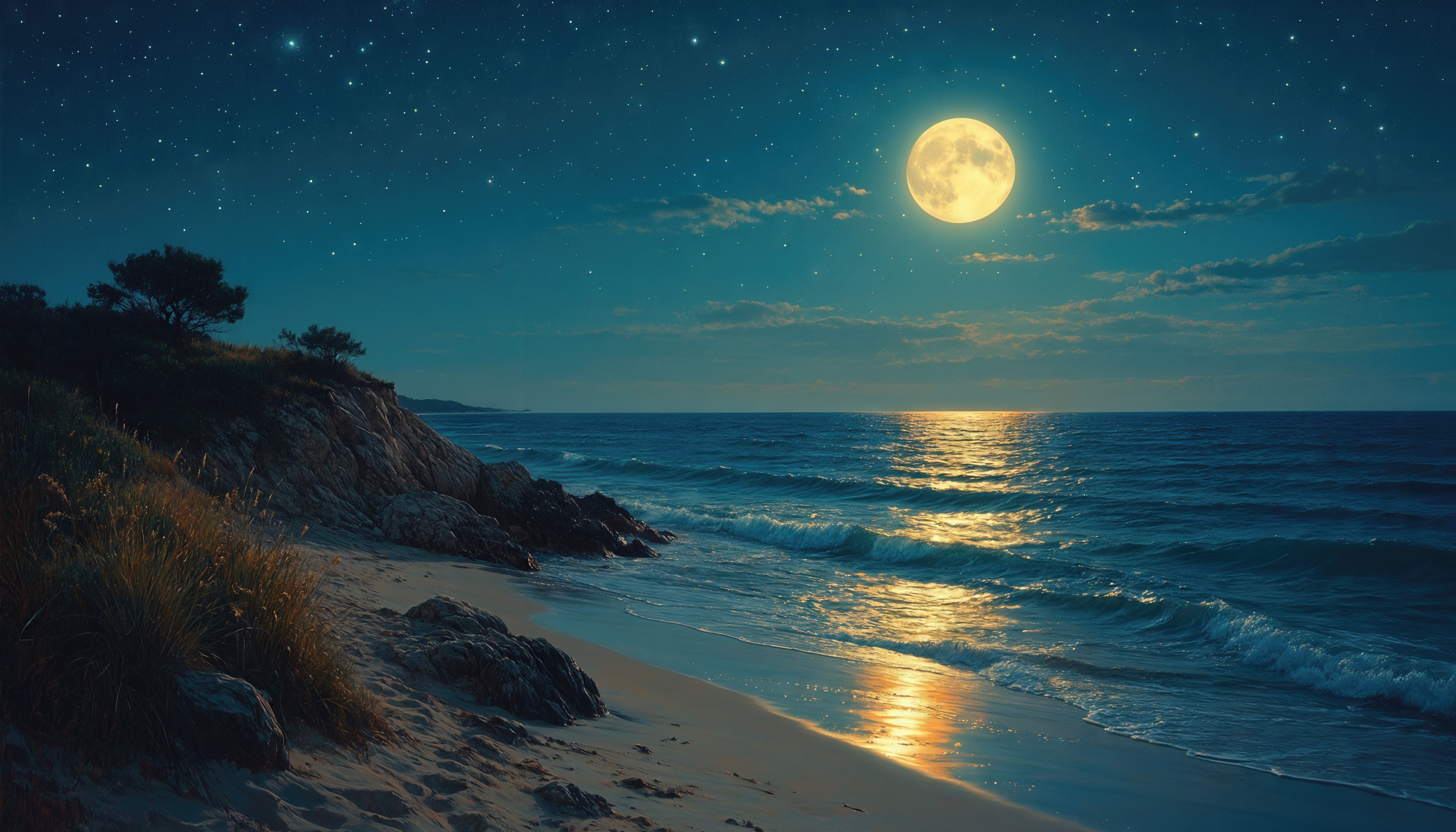 Wallpapers Moon sea night on the desktop