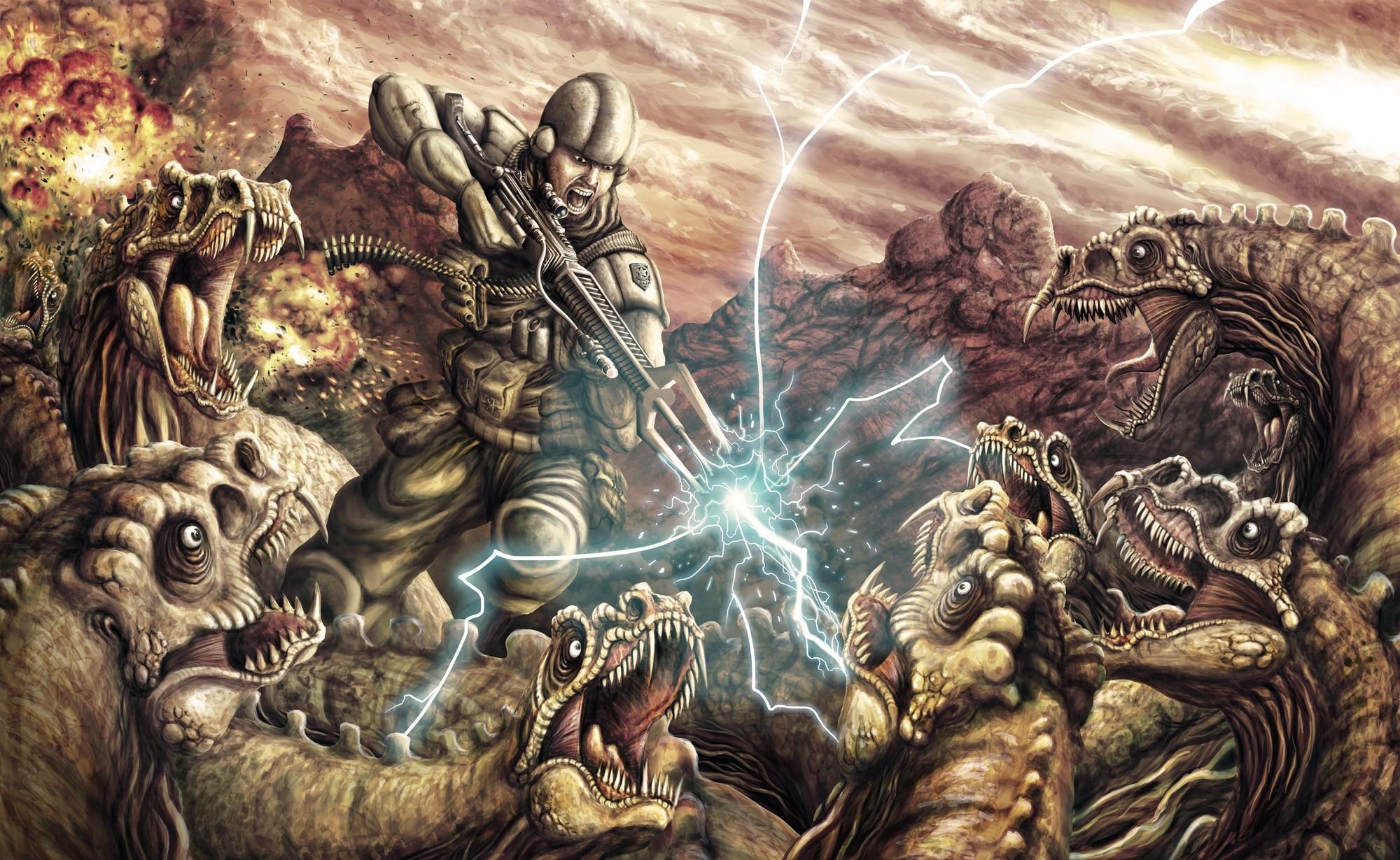 Wallpapers warrior weapons monsters on the desktop