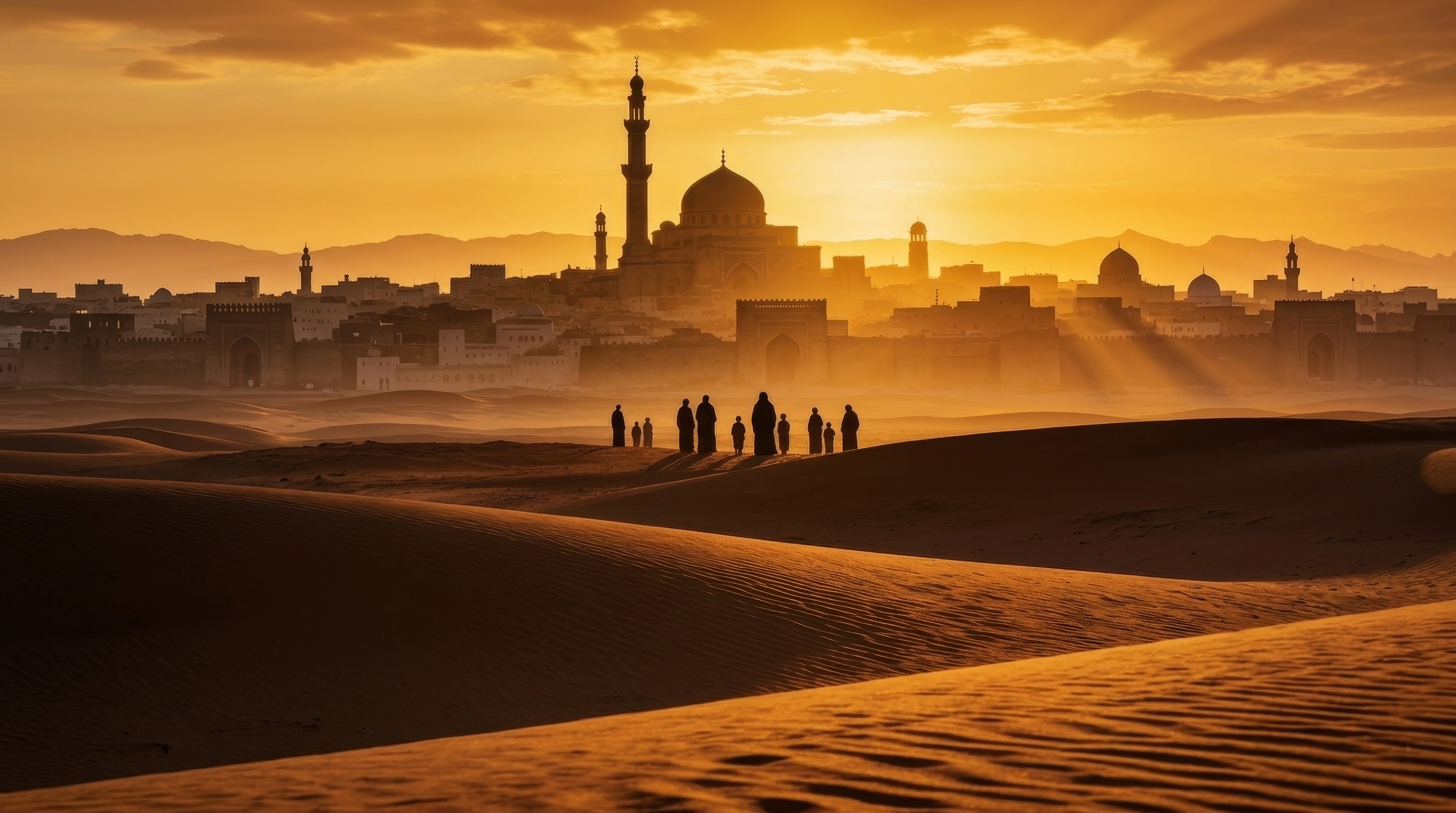 Free photo A sunset view of the city with a person in silhouette standing in the foreground