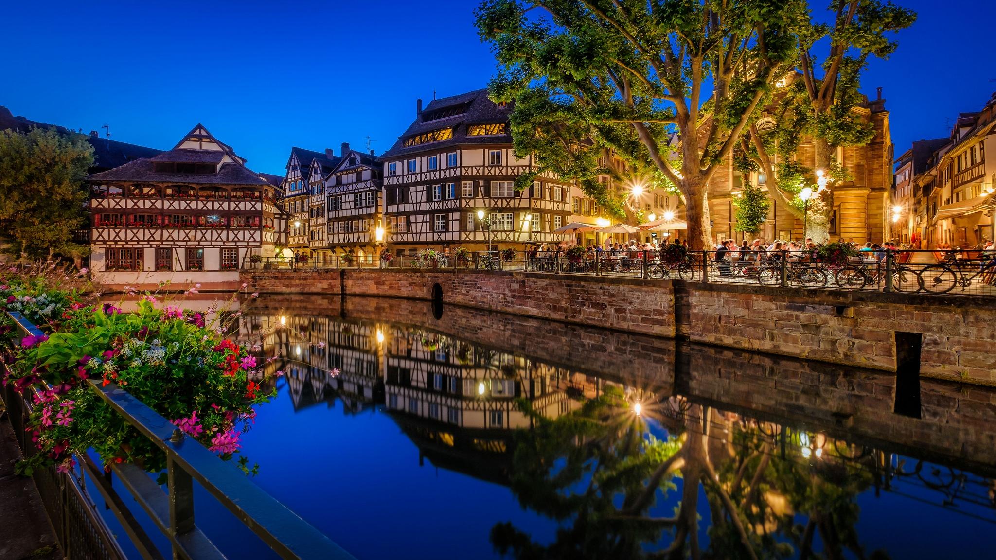 Wallpapers Strasbourg France night on the desktop