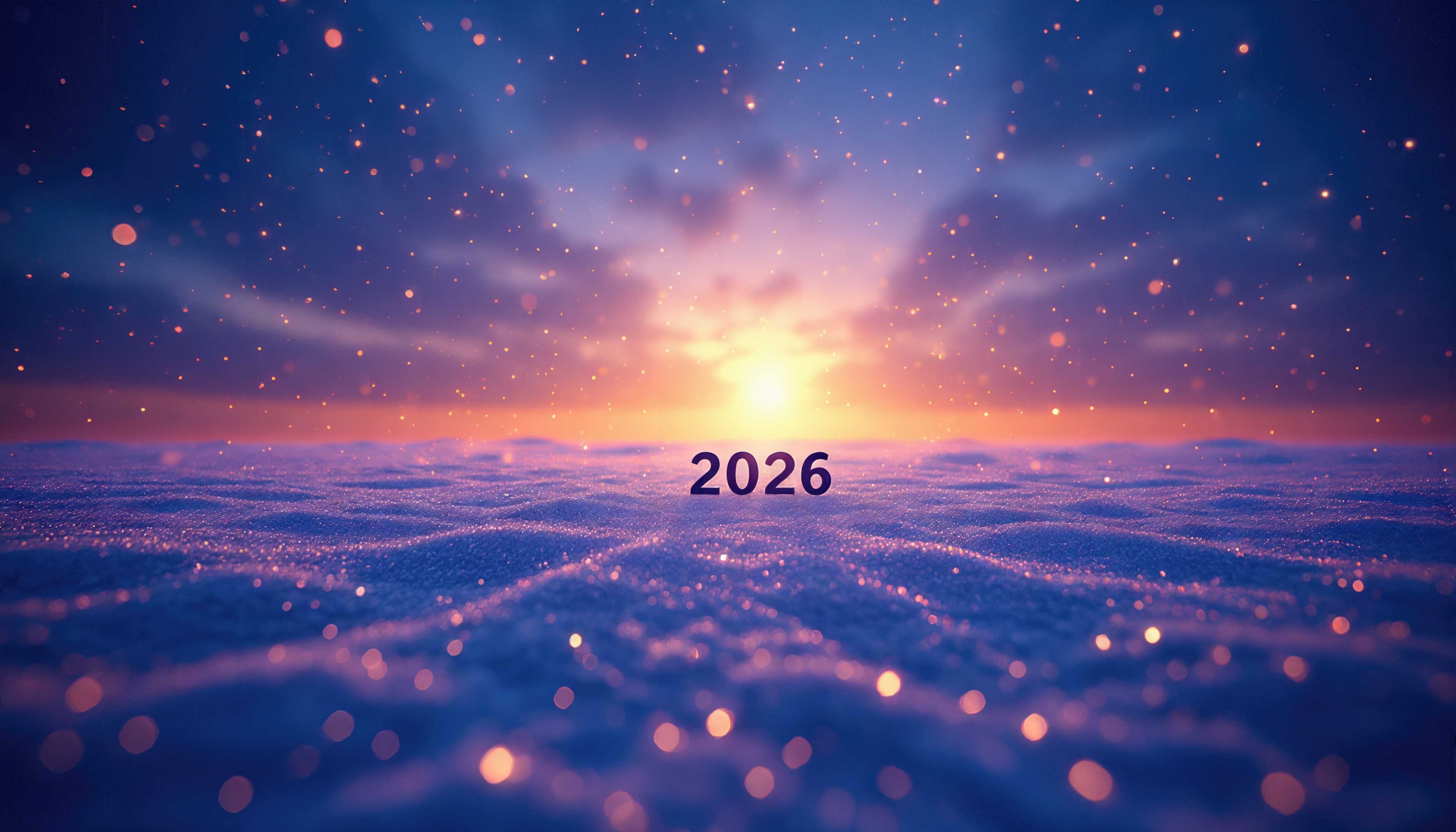 Бесплатное фото Завораживающий рассвет над снежным простором, сияние 2026 года.