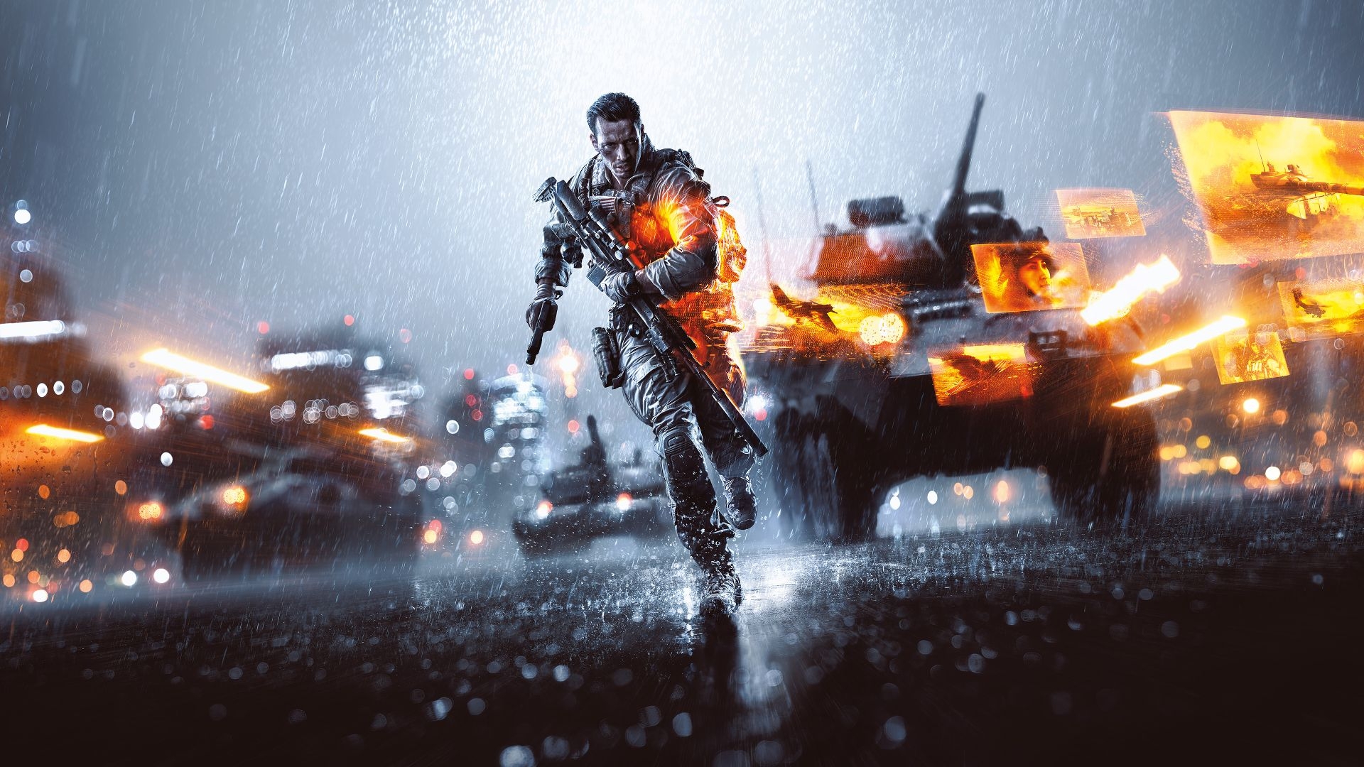 Free photo The rainy splash screen of battlefield 4