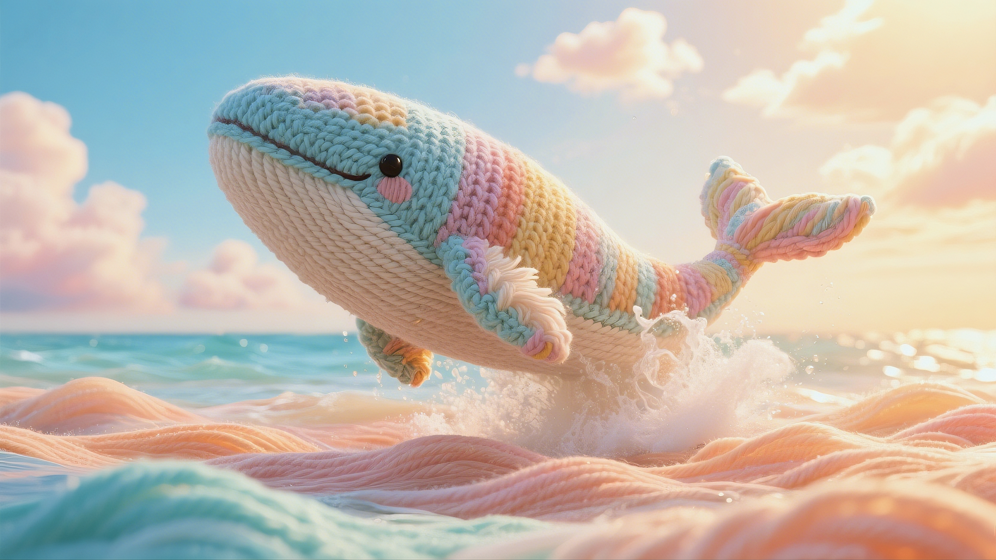 Бесплатное фото Чучело кита, плывущего над океаном