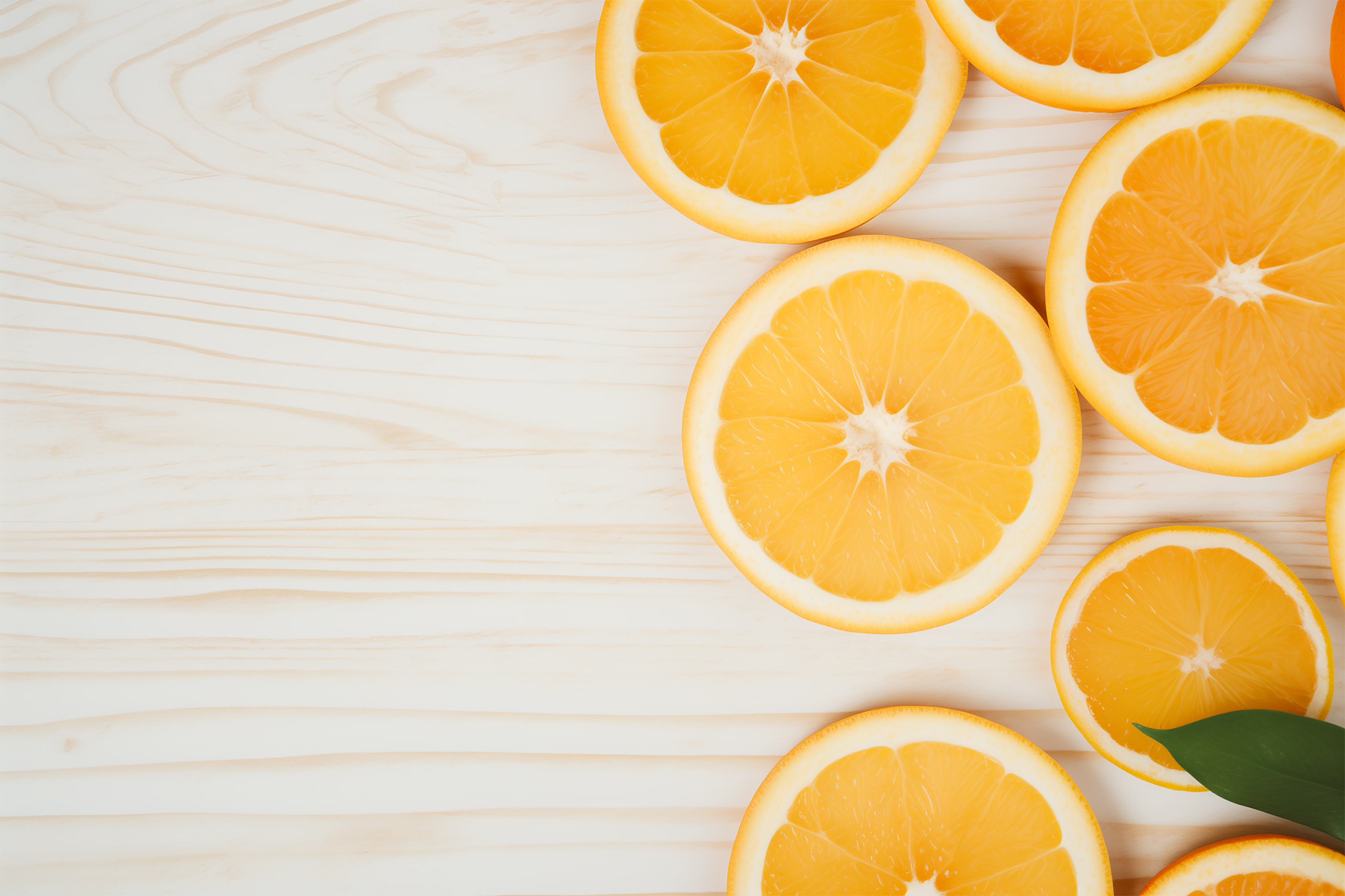 Free photo Orange slices on a wooden table.