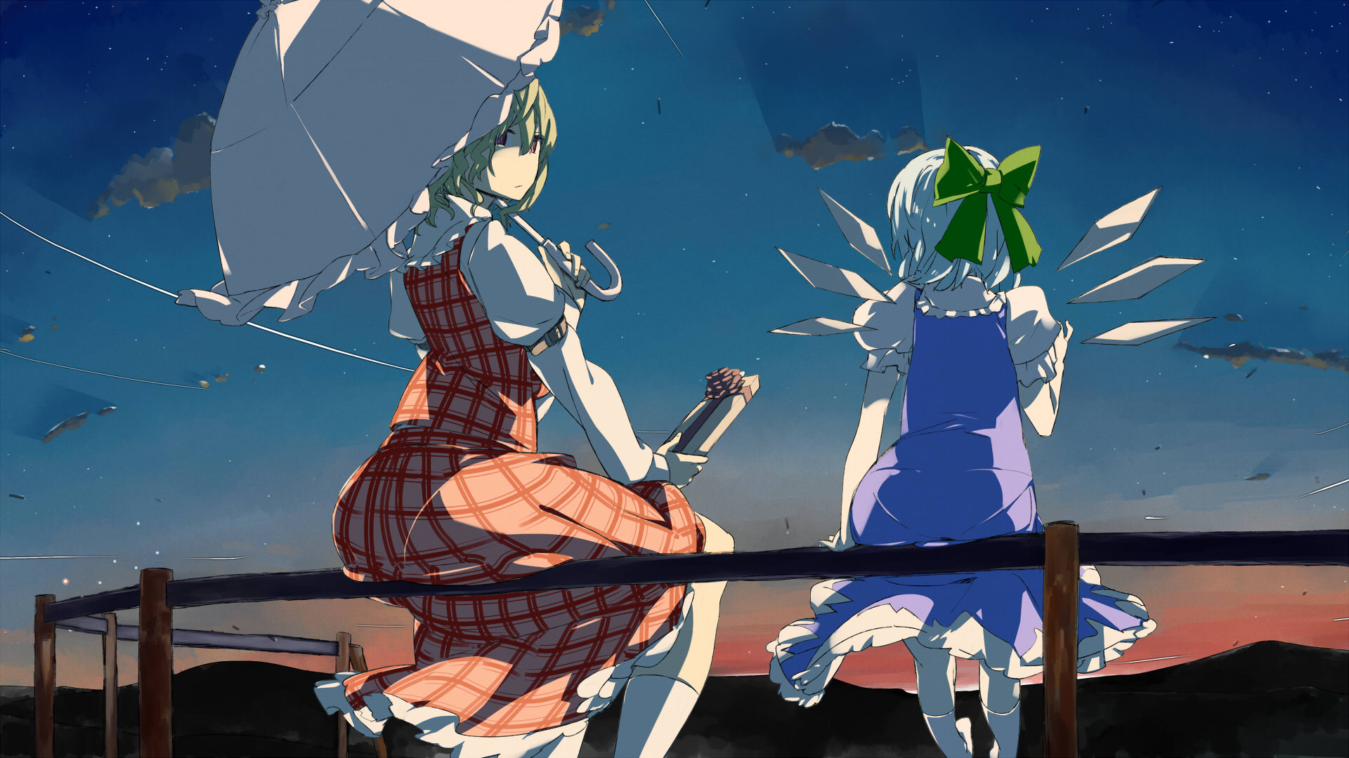 桌面上的壁纸Touhou Kazami Yuuka Cirno