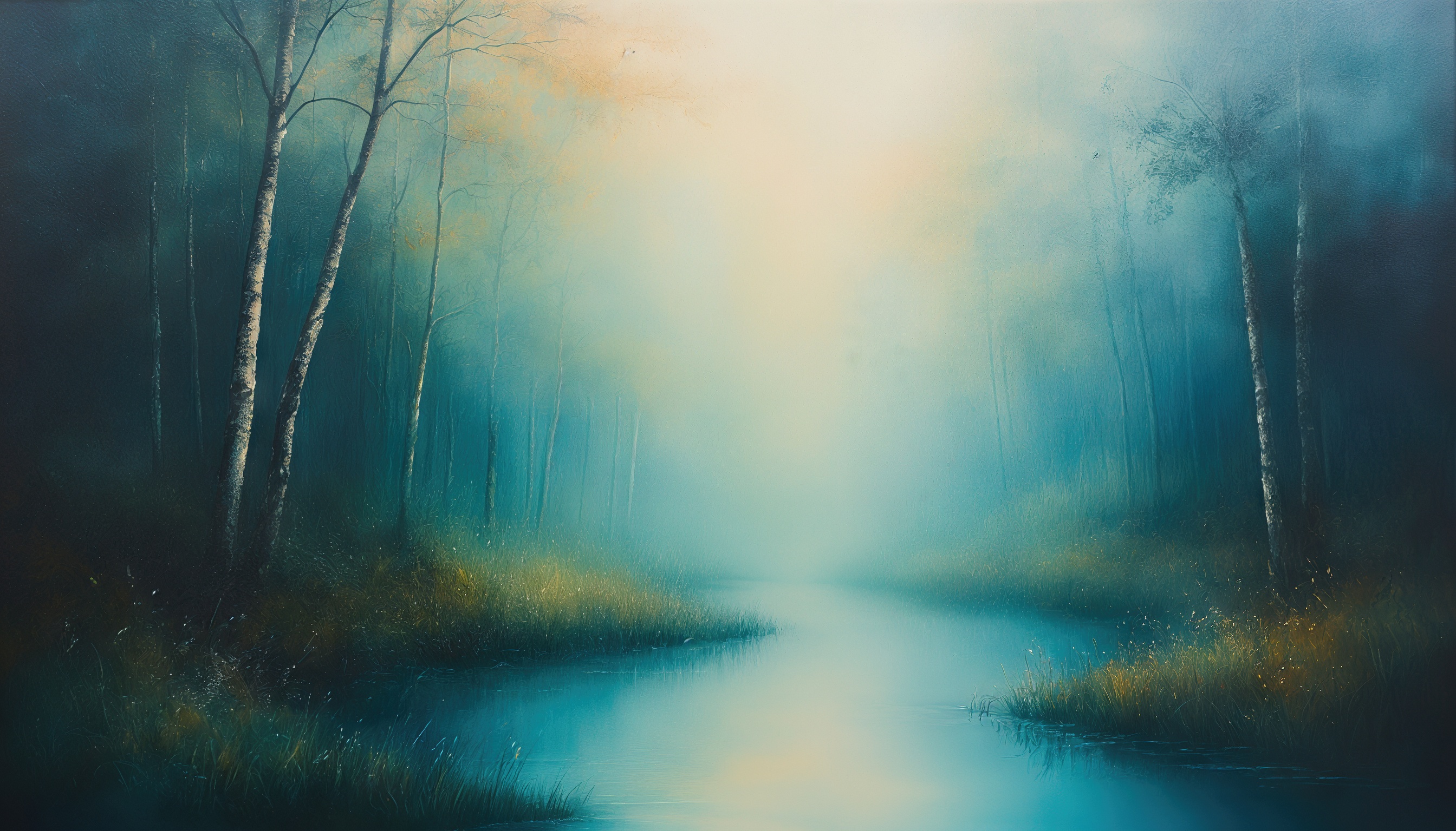 Бесплатное фото Тихий лесной пейзаж с дорогой, окруженной деревьями и туманом, передающий атмосферу уединения и спокойствия.