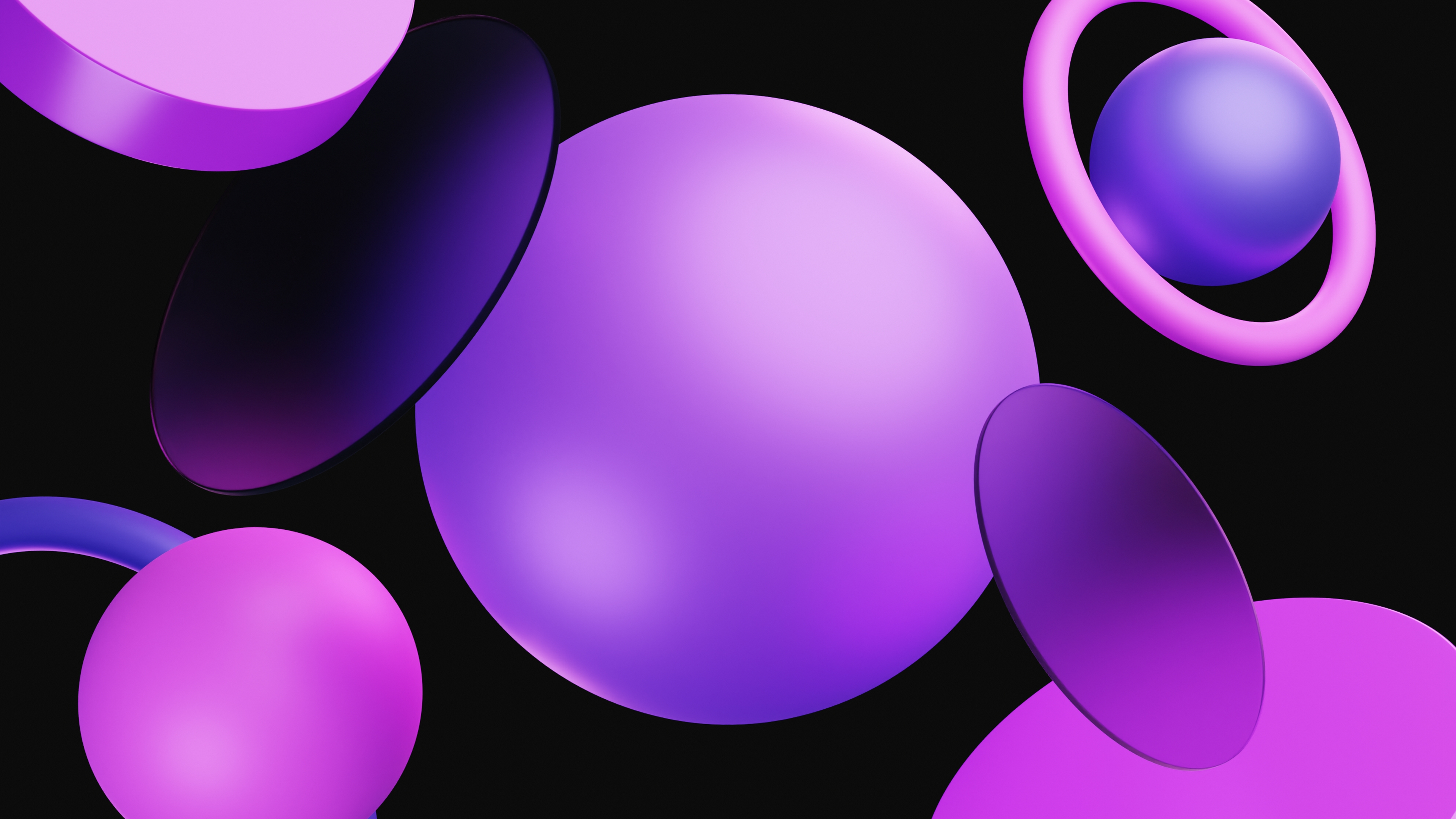 黑色背景上有圆圈的紫色气球