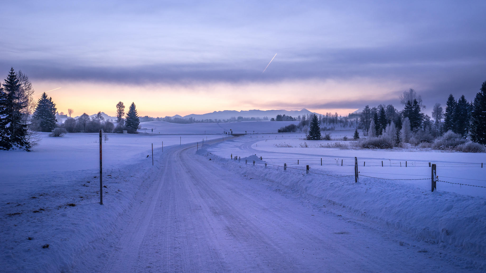 Wallpapers landscape winter road trees on the desktop