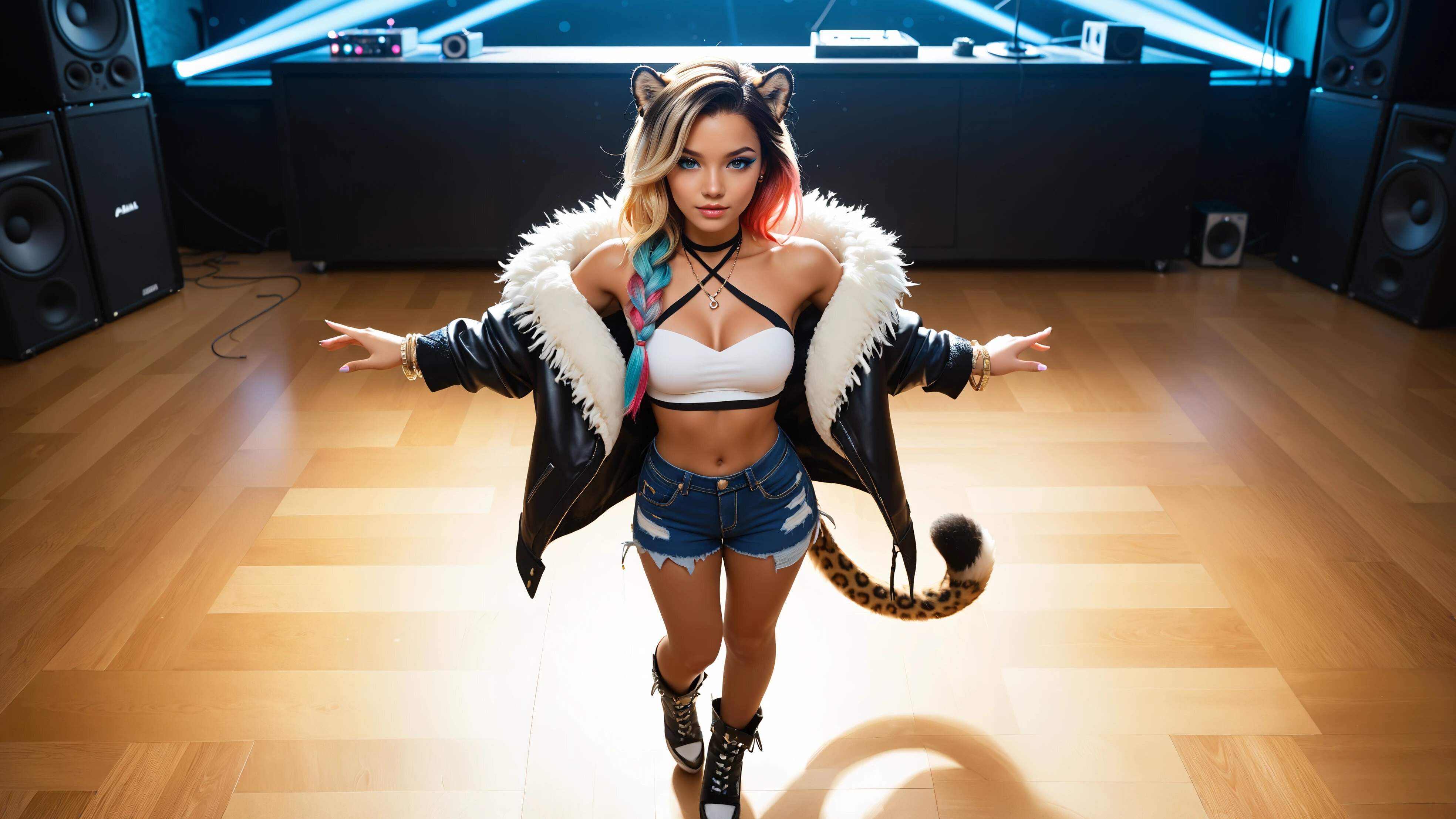 免费照片舞池中的年轻女孩