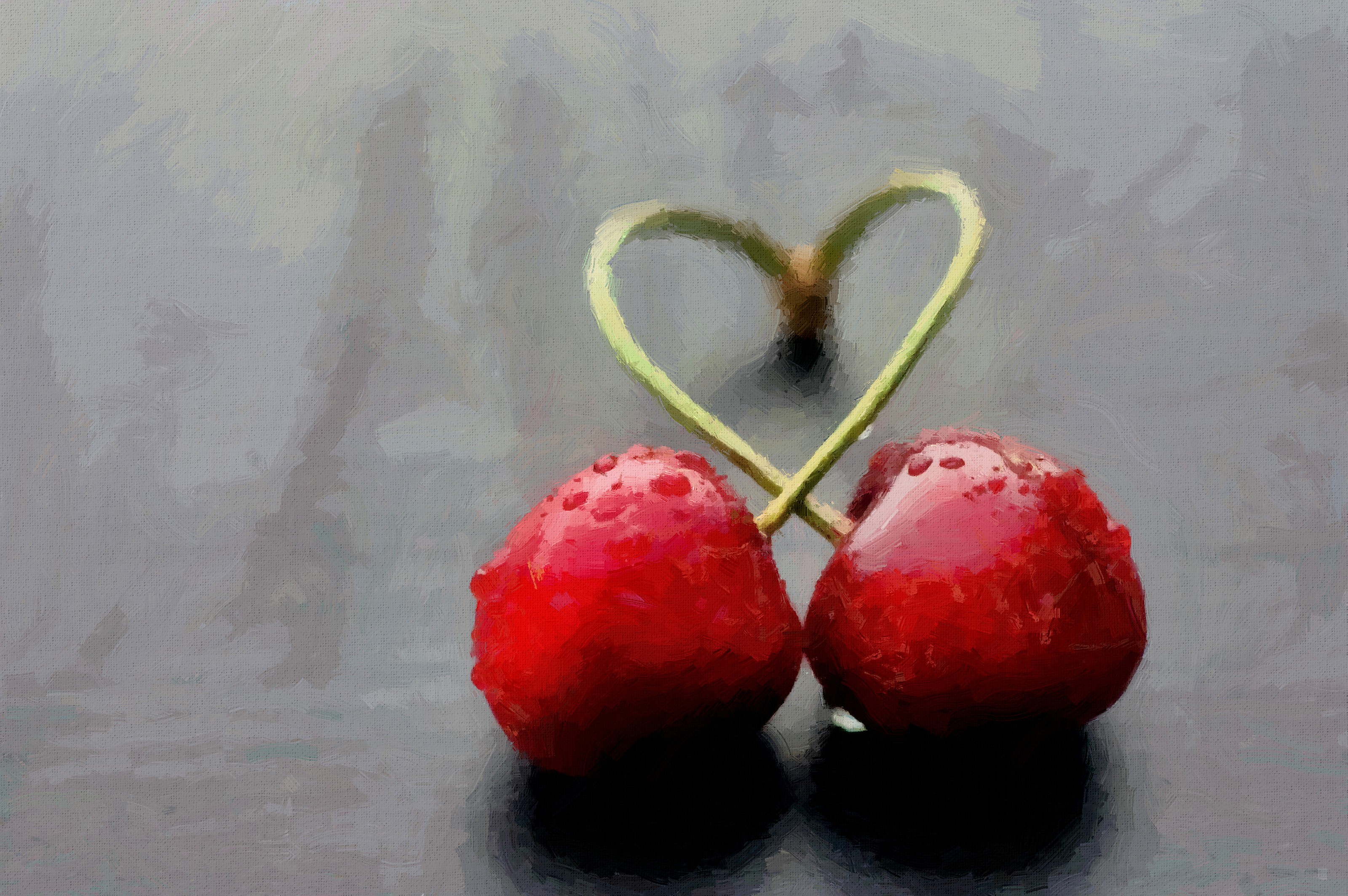 Wallpapers two cherries artwork red on the desktop