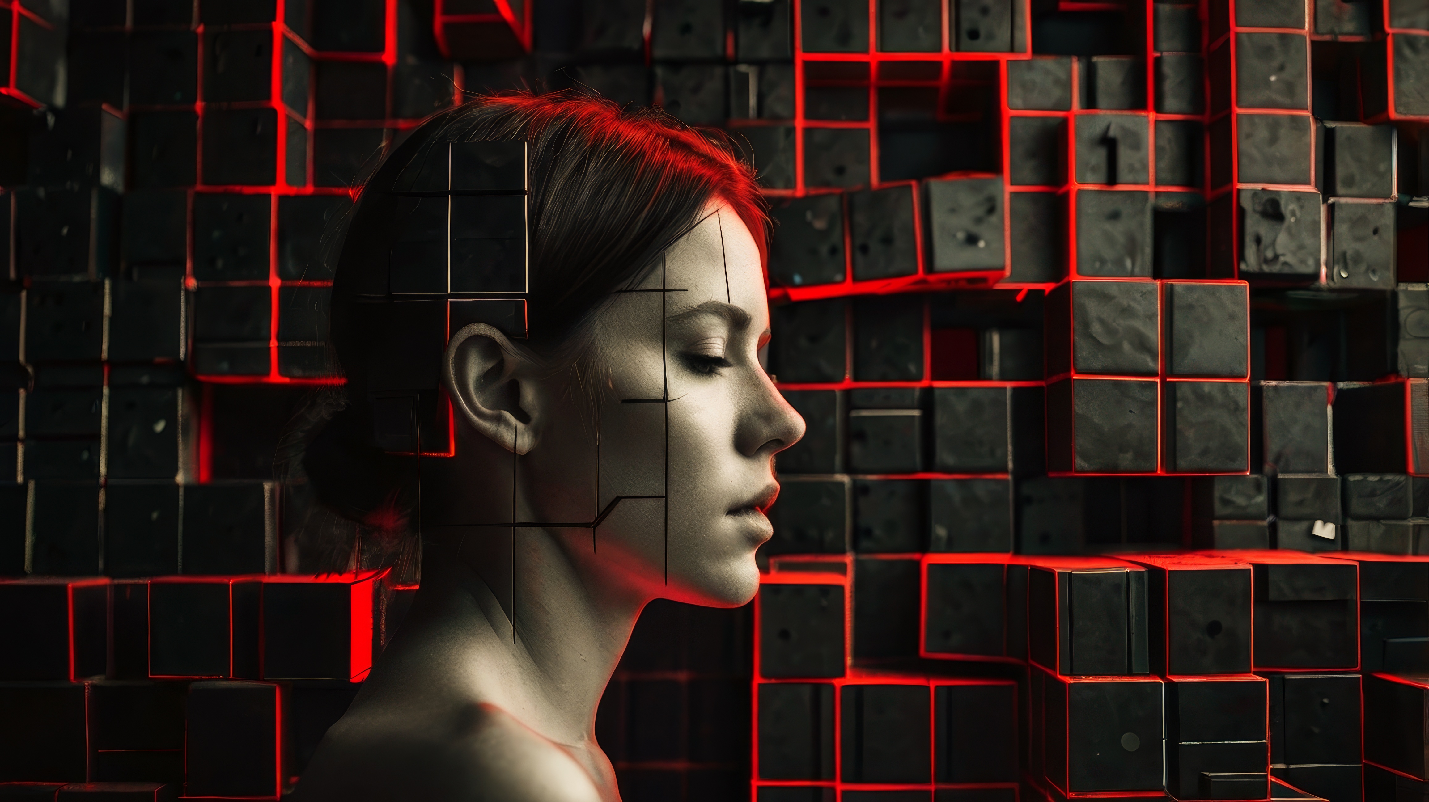 免费照片一个女人的头上有方形的方块