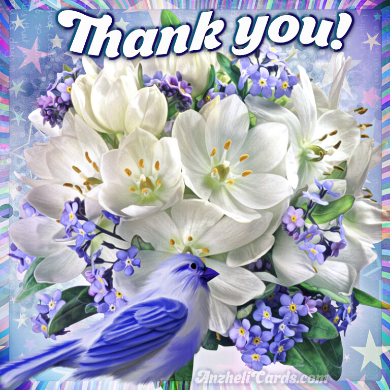 Бесплатная открытка Выражение благодарности с цветами
