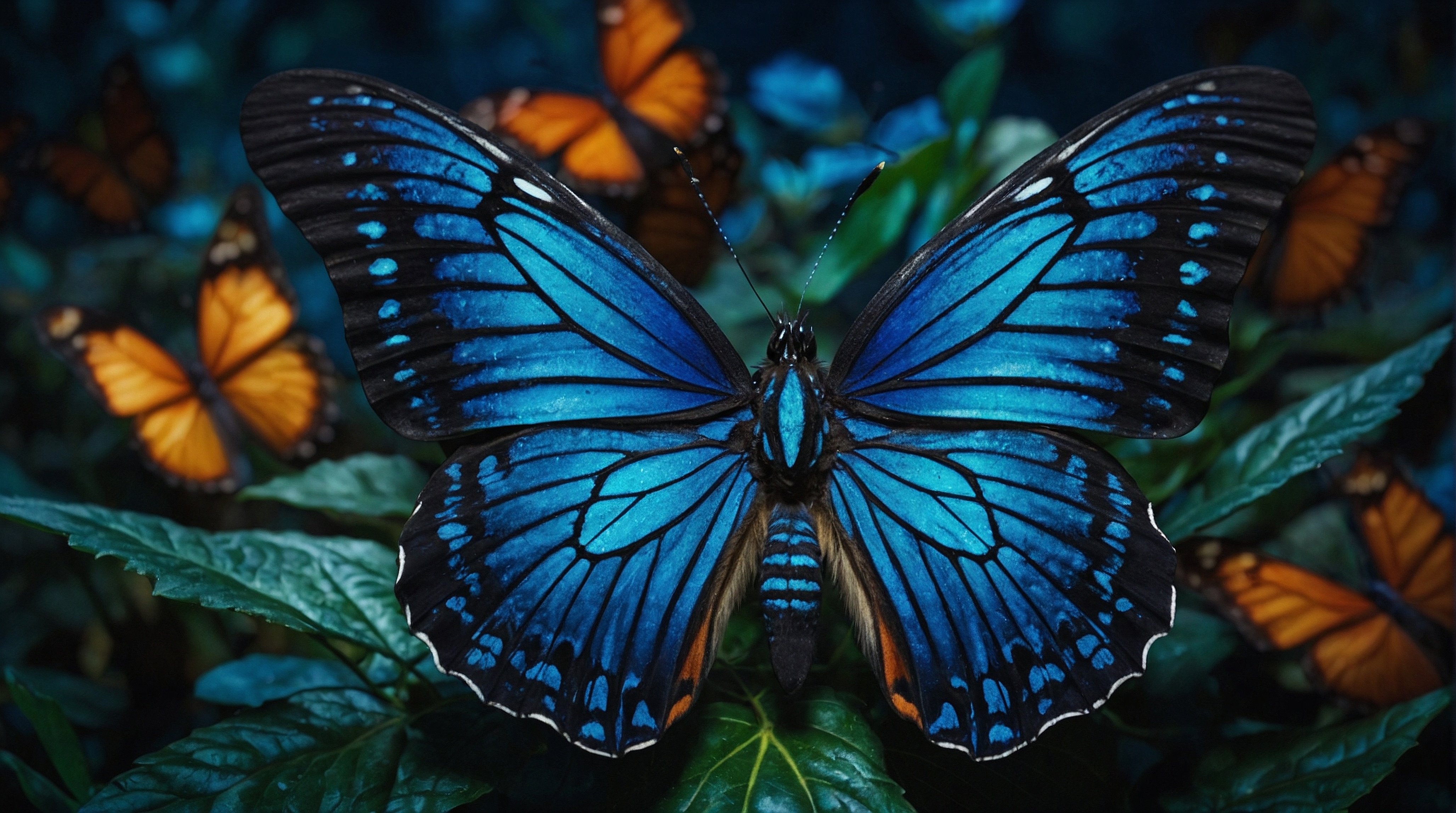 Free photo A large butterfly with multiple wings spread out