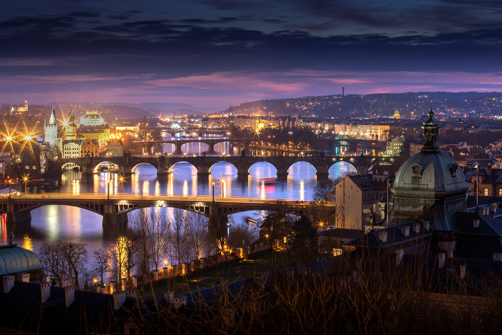 Wallpapers Prague backlight bridge on the desktop