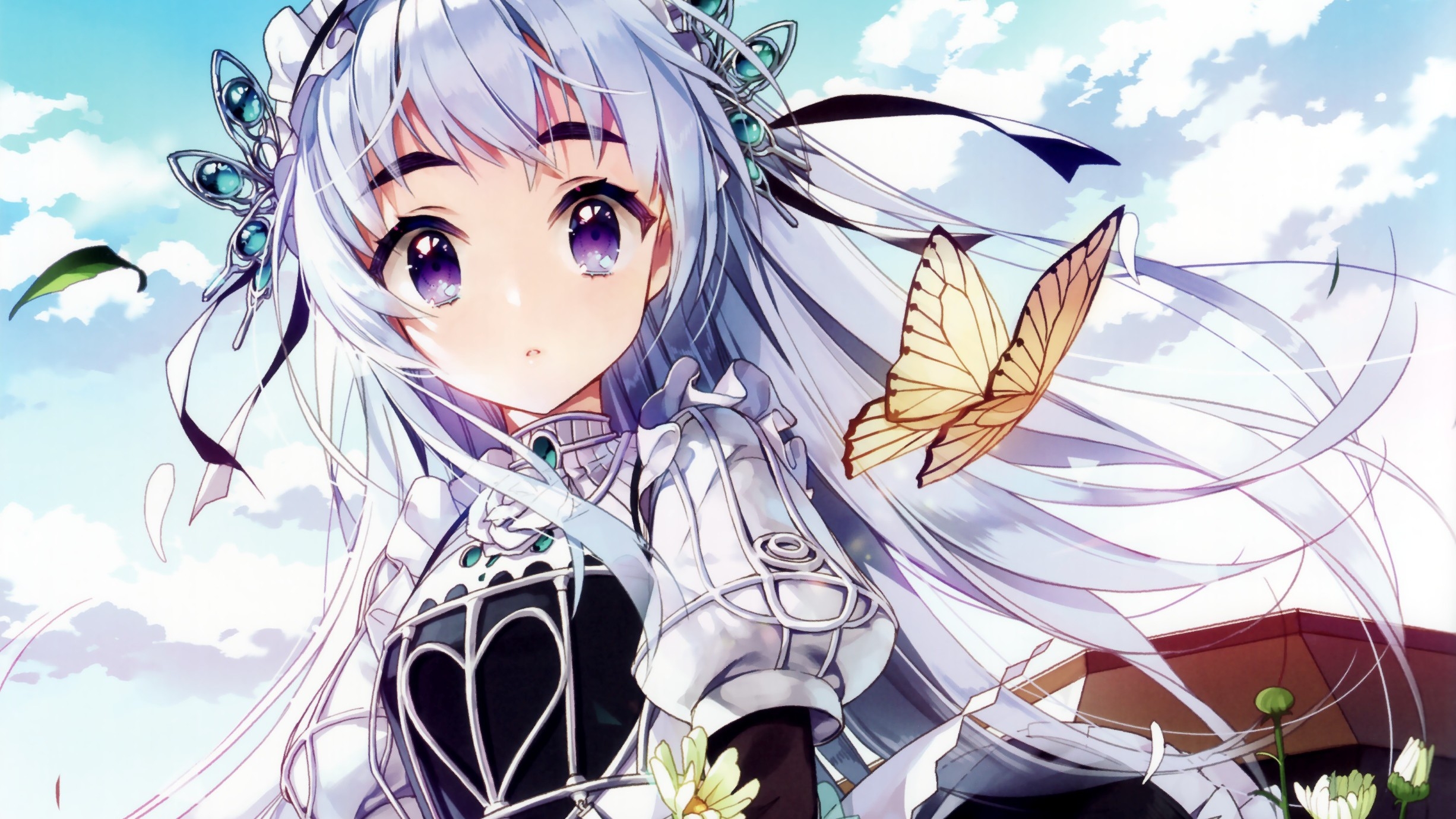 Wallpapers white hair wallpaper hitsugi no chaika butterfly on the desktop