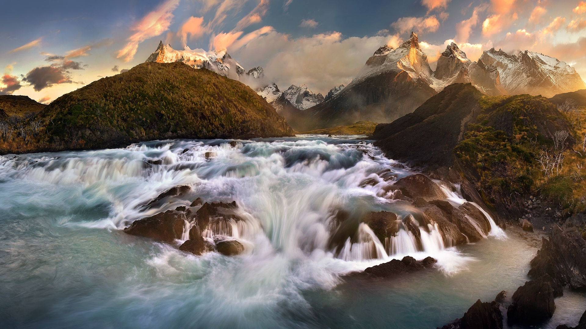 Wallpapers wallpaper mountains river clouds on the desktop