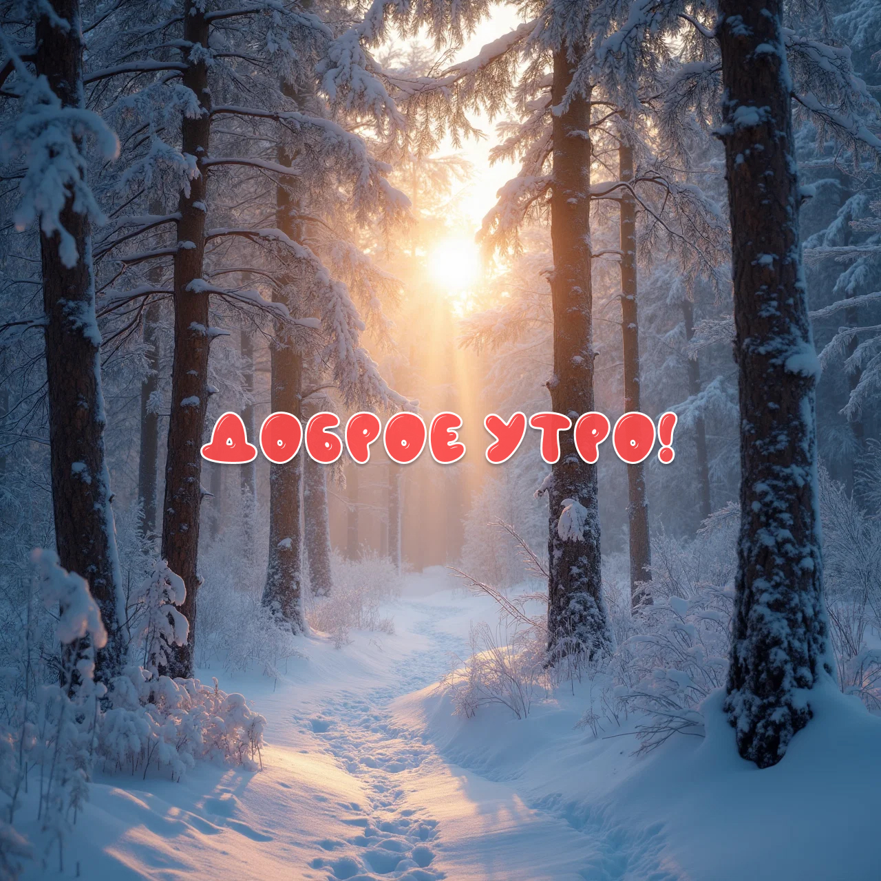 Бесплатная открытка Открытка с добрым утречком зимний лес