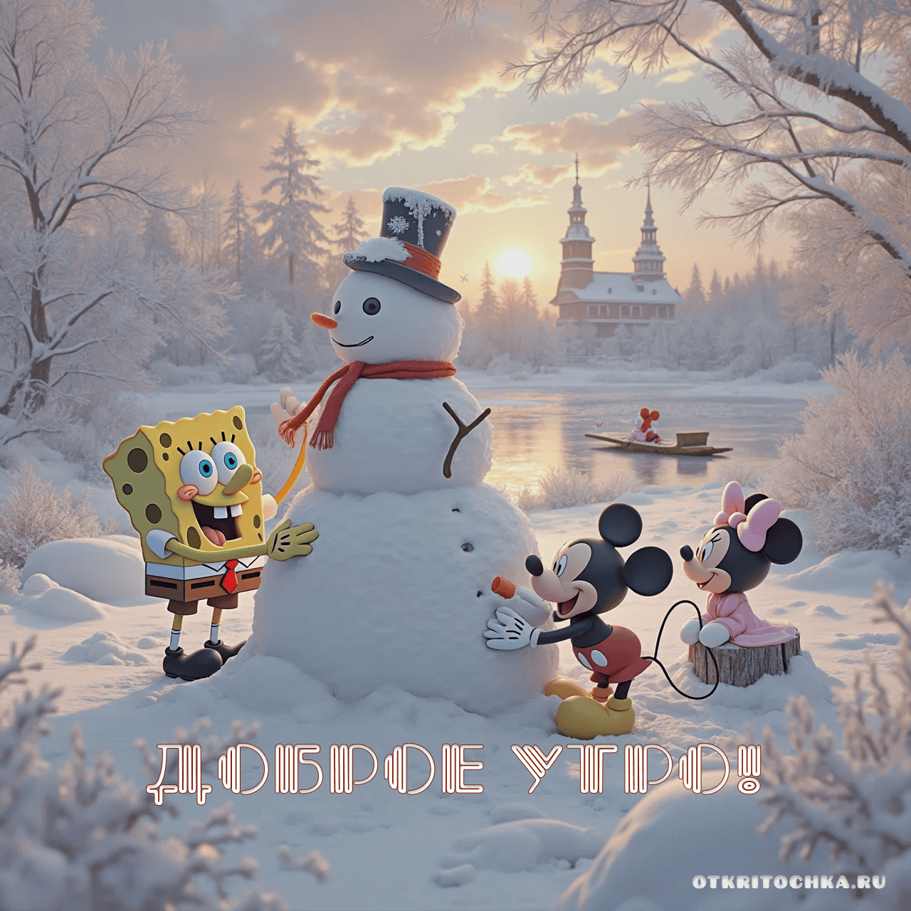 Бесплатная открытка Открытка с добрым утром зимняя красивая